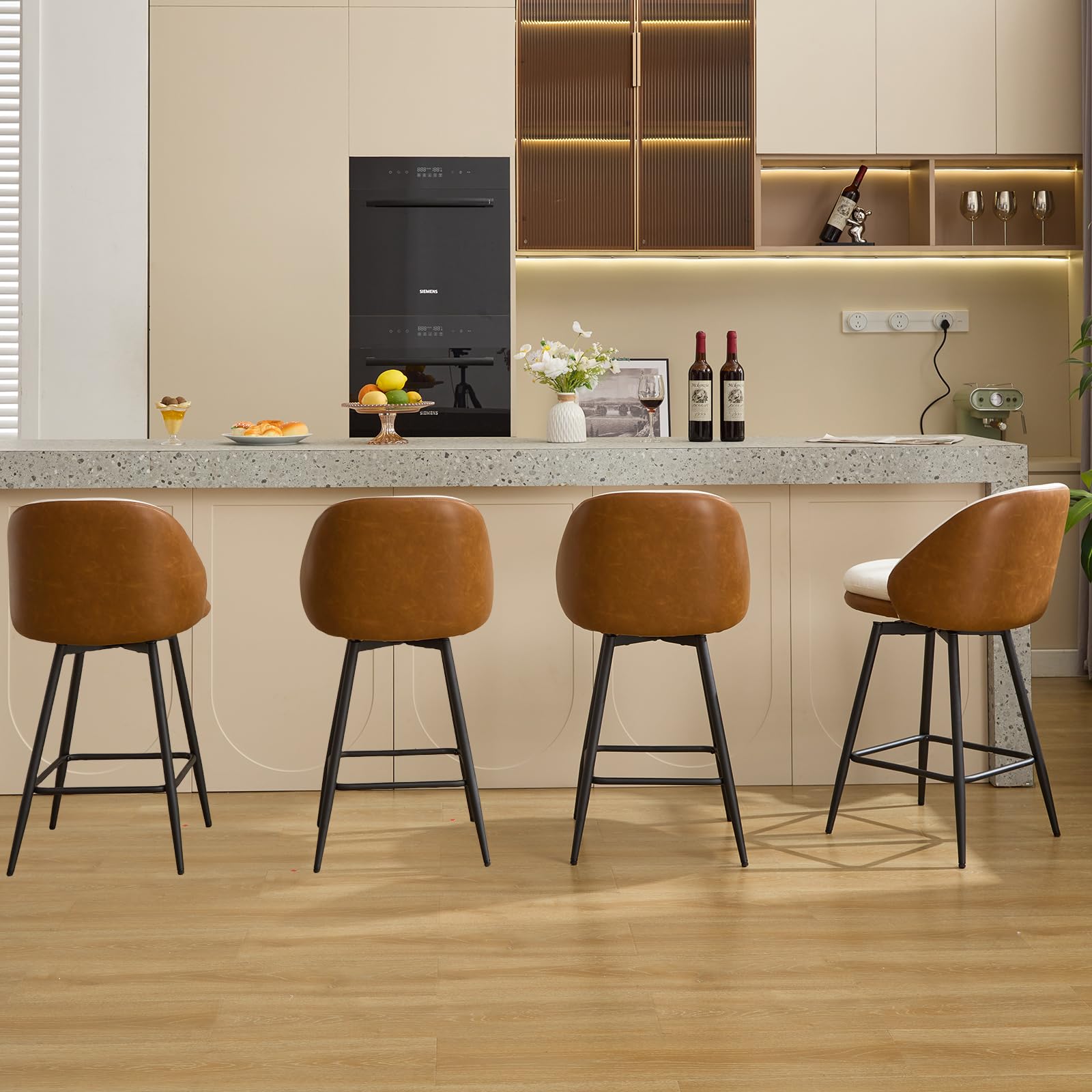 GarveeLife Counter Height Bar Stools Set of 2 26 in Swivel Barstools ...