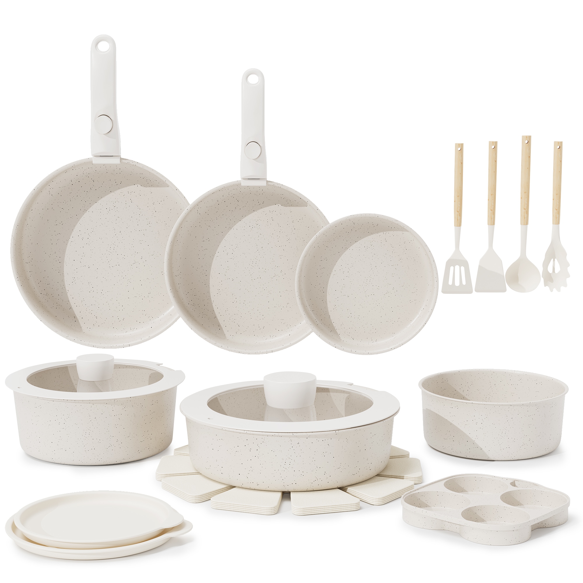 Garvee Non Stick Cookware Set with Detachable Handle Pots and Pans Induction Compatible