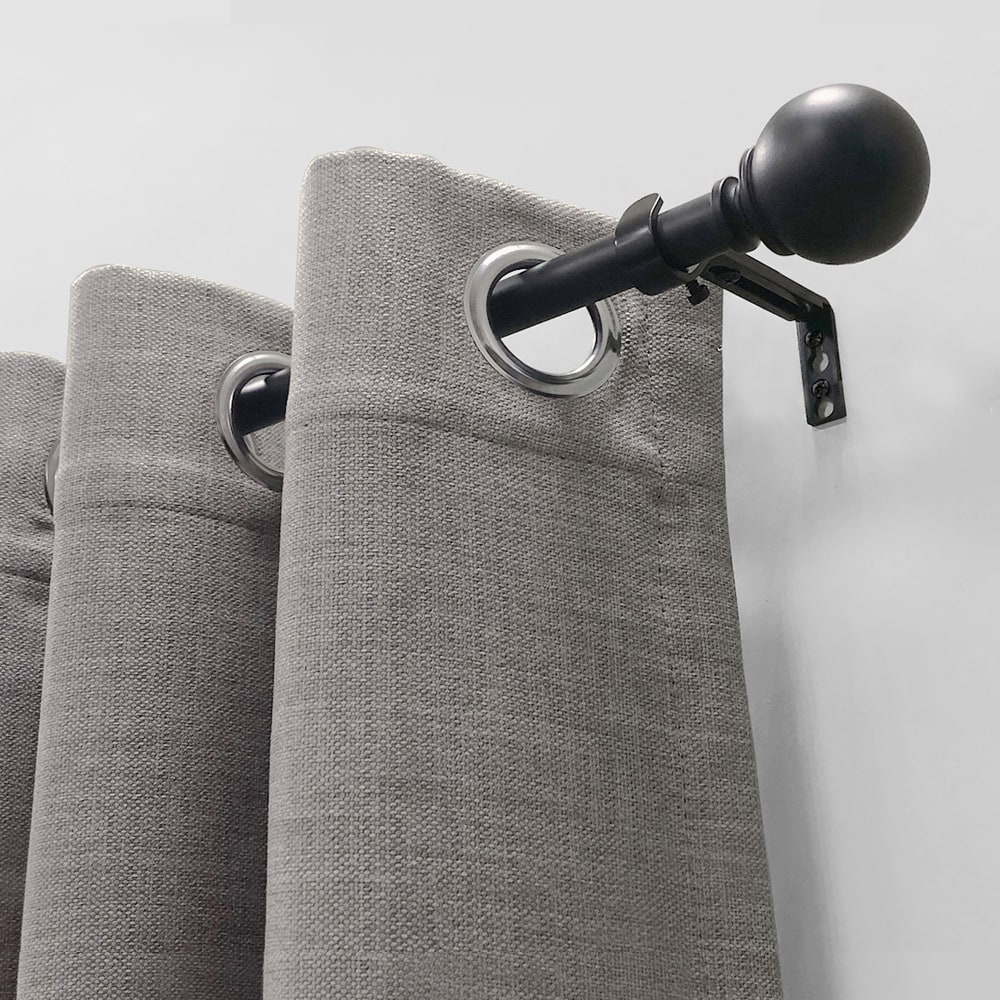 Matte Black Adjustable Curtain Rod with Sphere Finials