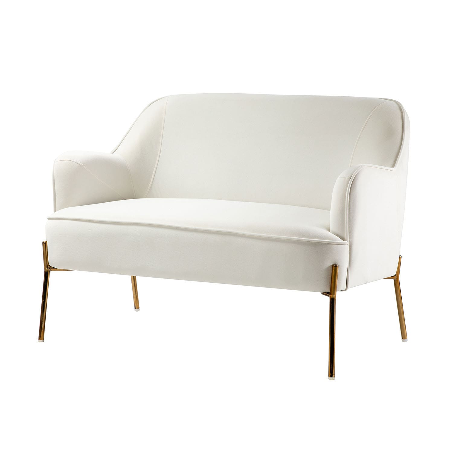 14 Karat Home SFDT0127-IVORY 45.6-in Farmhouse IVORY Velvet Loveseat