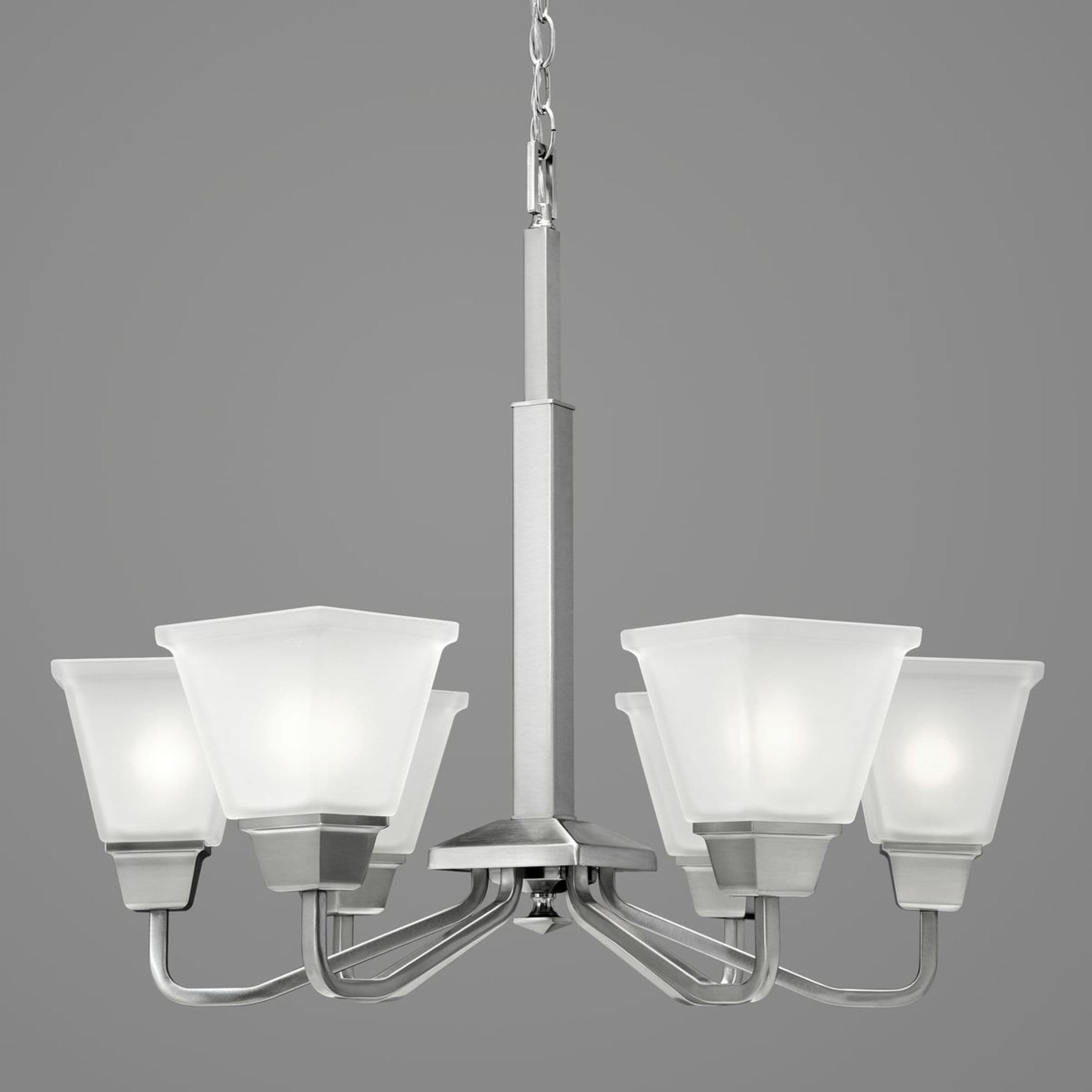 Clifton Heights Brushed Nickel 6-Light Chandelier with Etched Glass Shades