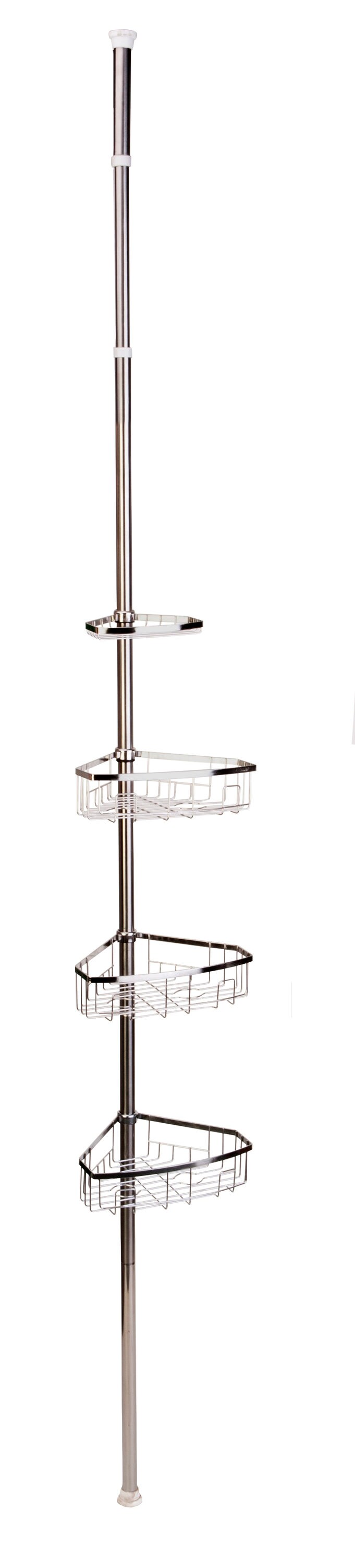 Style Selections Satin Nickel Steel 4-Shelf Tension Pole Freestanding Shower  Caddy 10.5-in x 8.5-in at