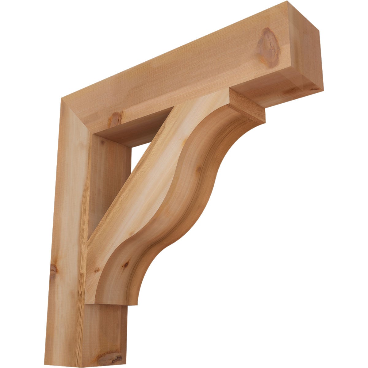 Ekena Millwork BKT06X30X30FST05SWR Funston Block Smooth 5-1/2-in x 30-in x 30-in Western red cedar Brown Wood Standard bracket