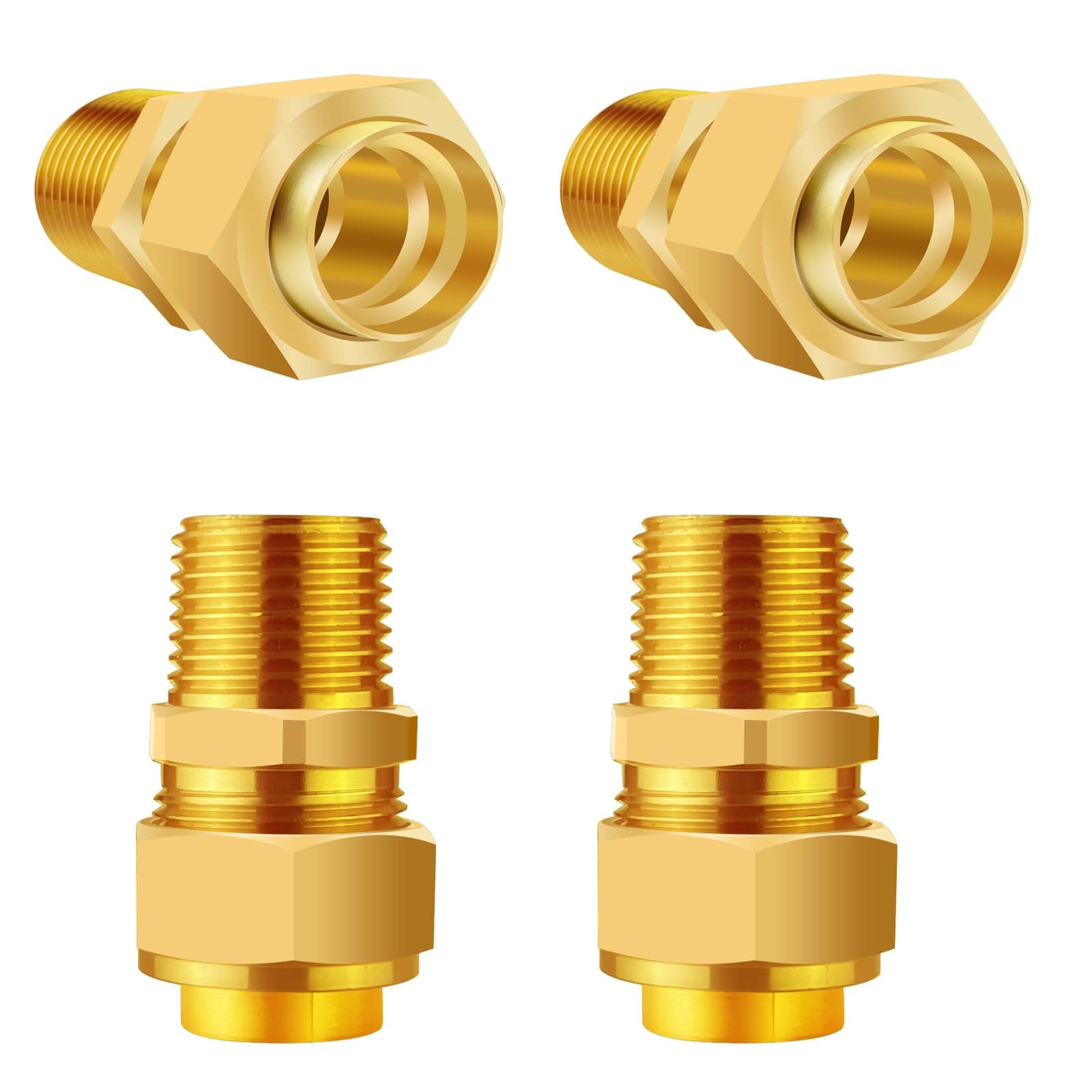 Ahfiwaso  4 Pack 1 2 CSST Male NPT Pipe Fitting Kit Brass Natural Gas Quick Connect Adapter Grill Propane Conversion Connector