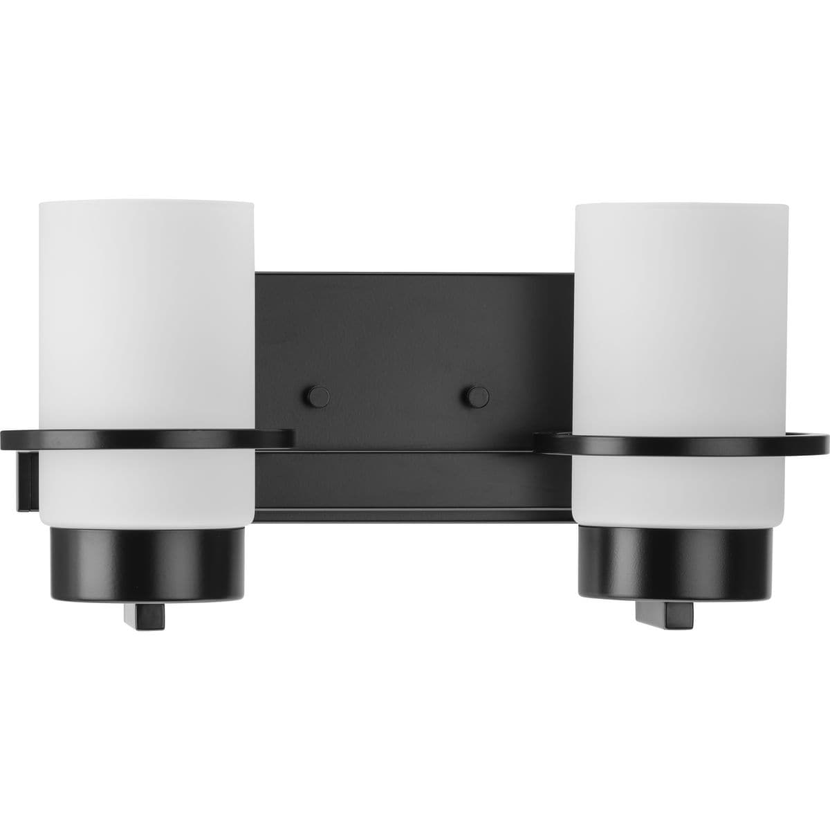 Matte Black and White Glass 2-Light Vanity Fixture