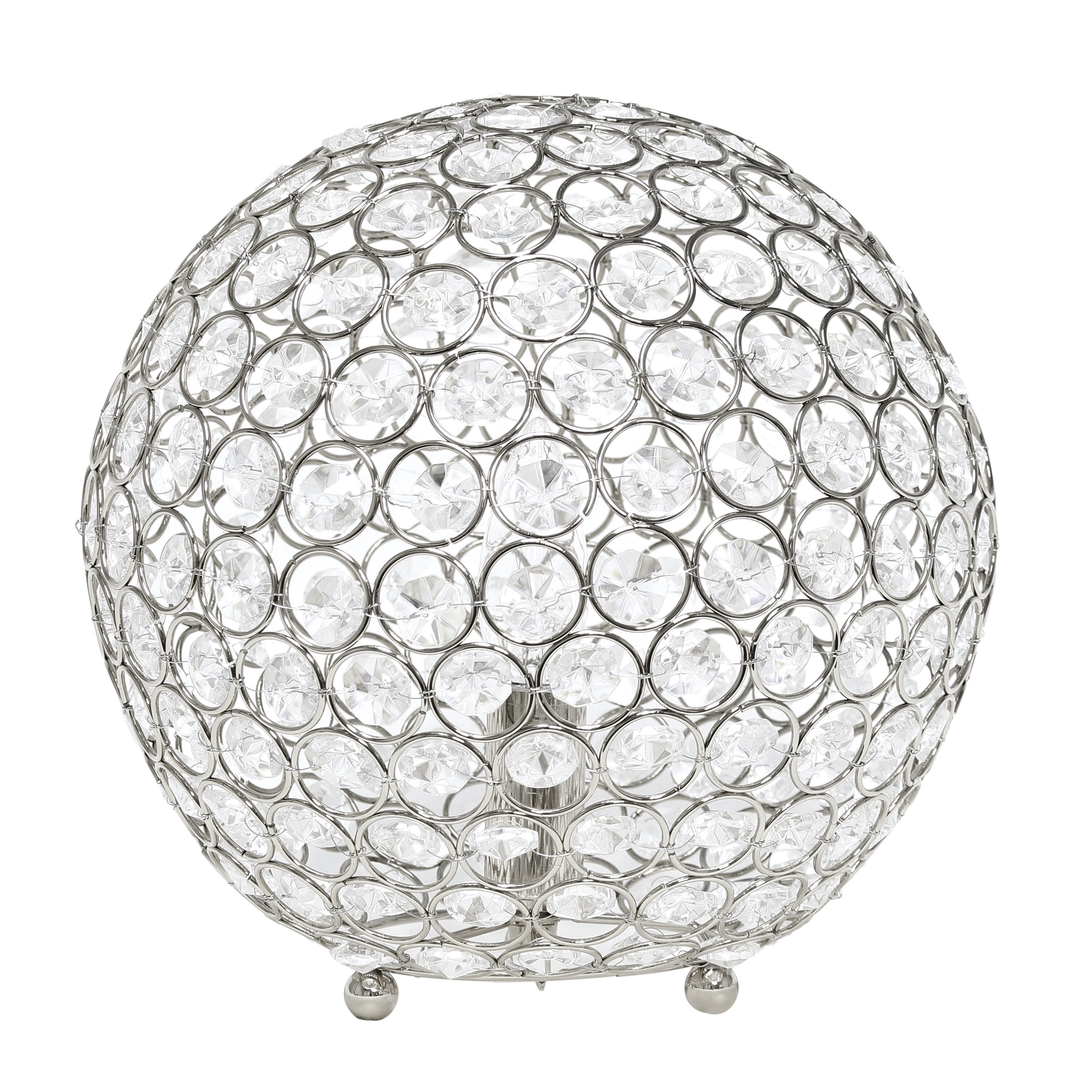 Lalia Home LHT-3013-CH Elipse 10-in Chrome Rotary socket Table Lamp with Crystal Shade