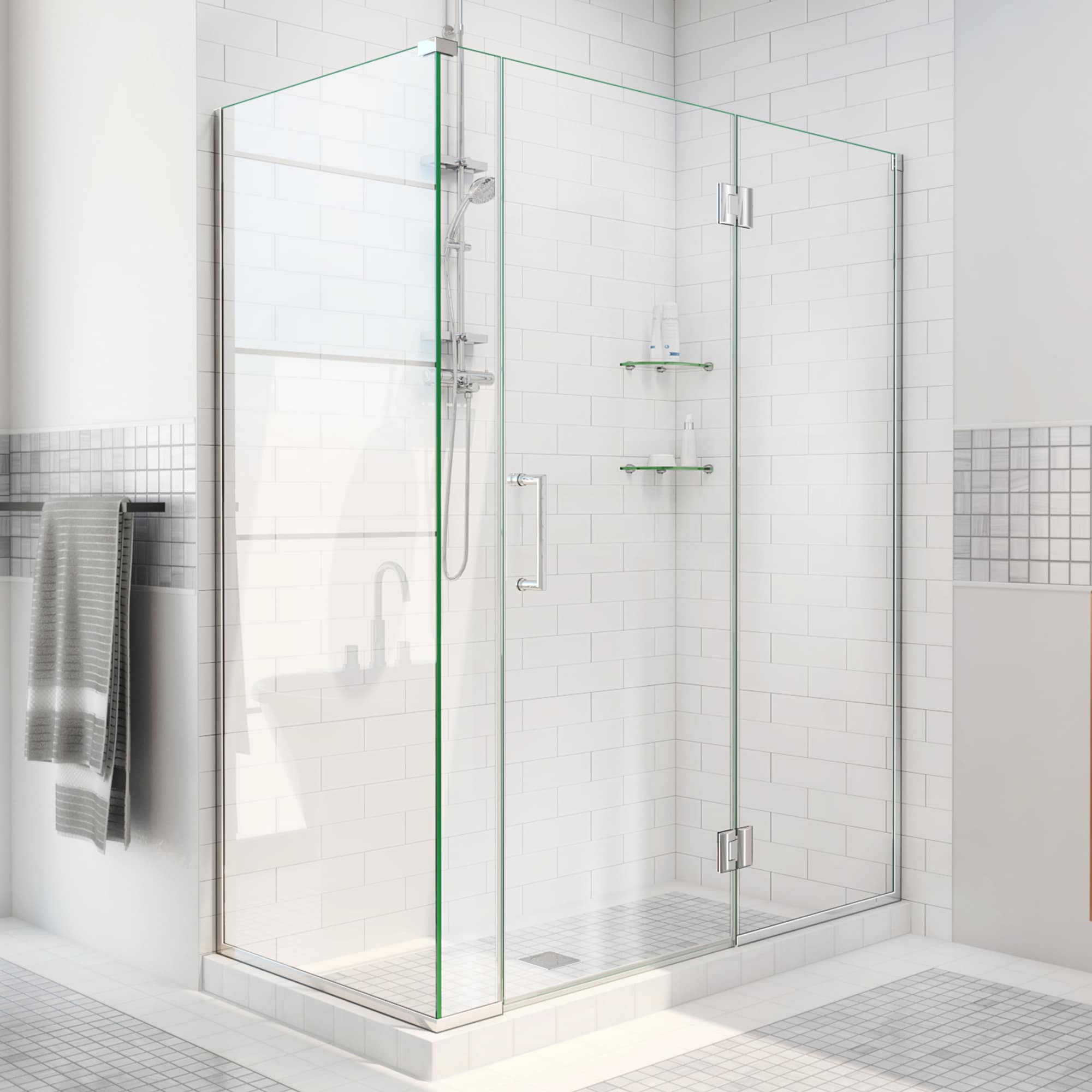 Dreamline Unidoor X Chrome 40 1 2 In W X 72 In H Frameless Corner Hinged Shower Door E12806534