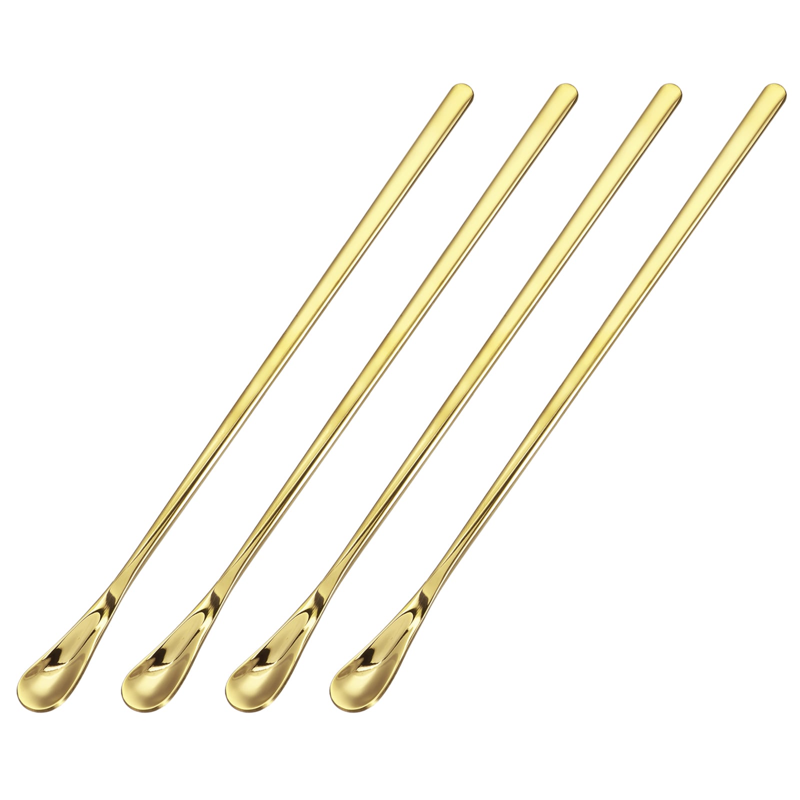 Unique Bargains 4pcs Stainless Steel Mixing Spoon 7.6 Inch Cocktail Stirrer Bar Spoon Drink Stirring Spoon with Long Handle for Bar Cocktail Ice Tea Gold #S25120404UX5299