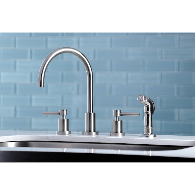 Elements of Design Concord Brushed Nickel 2-Handle Deck-Mount High-Arc Handle Kitchen Faucet (Deck Plate Included) Elements of Design Concord Brushed Nickel 2-Handle Deck-Mount High-Arc Handle Kitchen Faucet (Deck Plate Included)