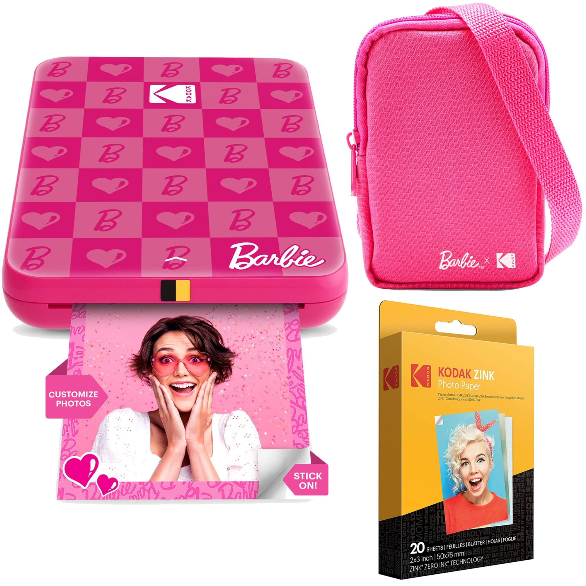 Kodak AMZRODBP1K1 Barbie Step Slim Instant Photo Printer - 2x3'' Portable Printer Iconic Style - Bundle