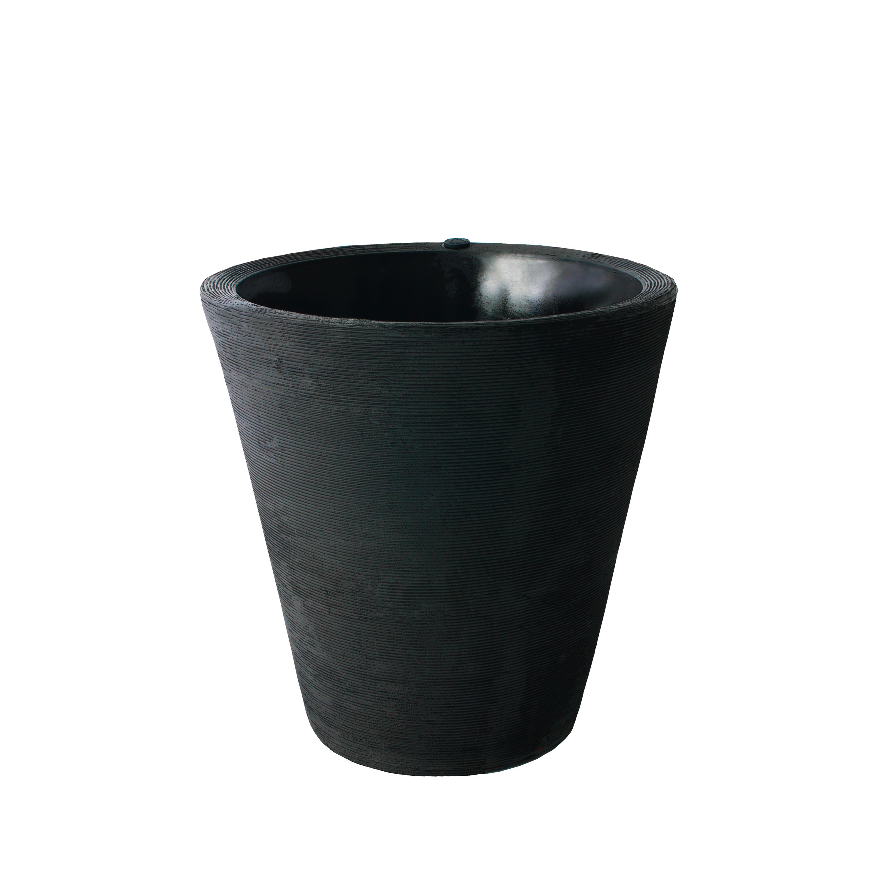 Black Large Round Self-Watering Outdoor Planter