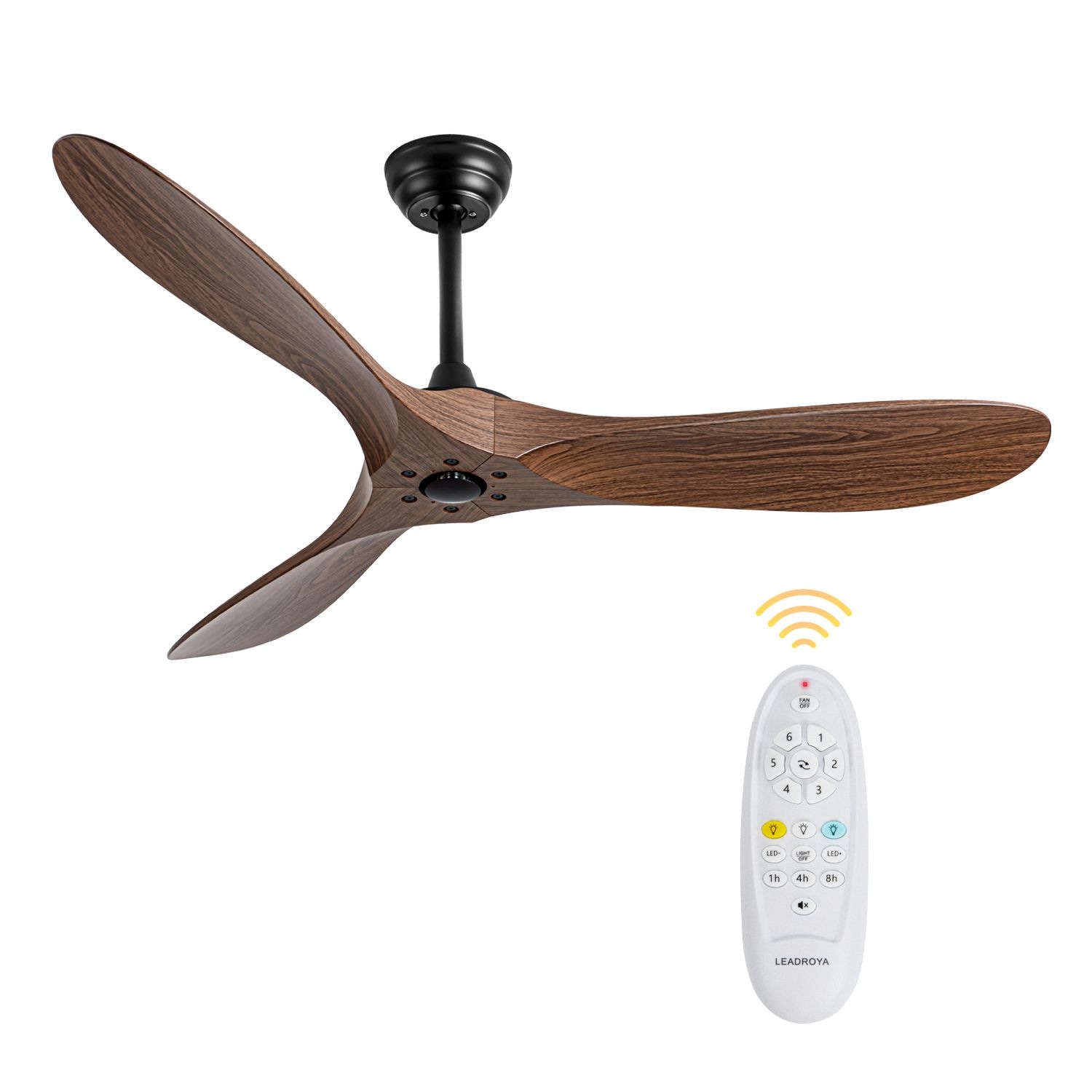 Yardreeze 52-in Brown with Walnut Blades Indoor/Outdoor Ceiling Fan and  Remote (3-Blade)