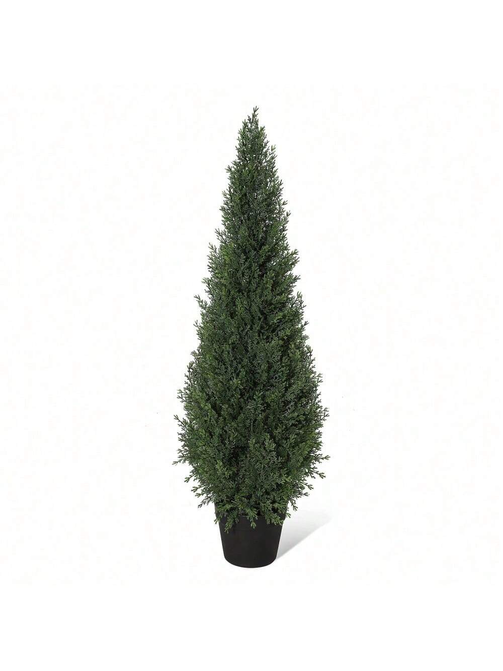 Qeetex PHO-34J5MCQA-HF3 3ft2pcs Artificial Cedar Tree. Home Decor Fake Cypress Potted Imitation Evergreen Plants for Indoor and Outdoor Front Porch Garden