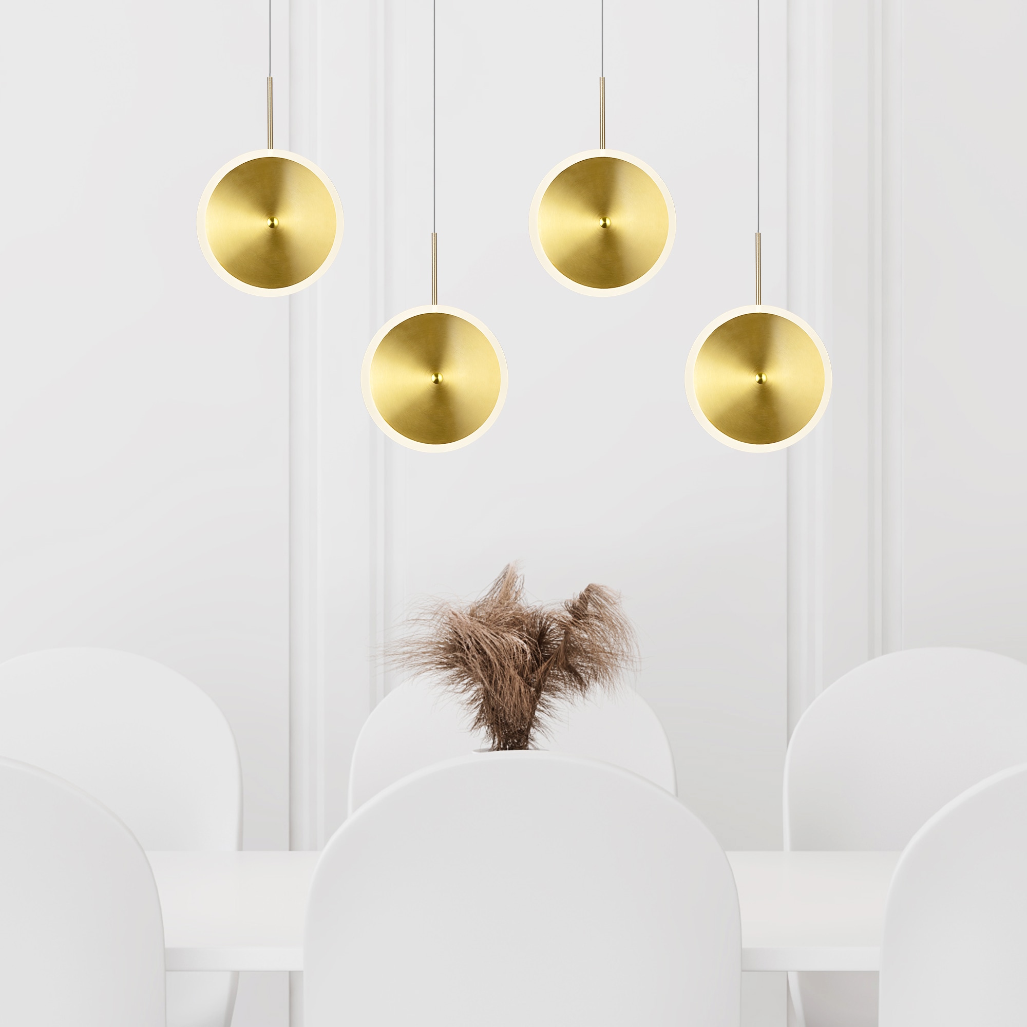 CWI Lighting 1204P30-4-625 Ovni 4 -Light Brass Modern/contemporary Integrated LED For Use in Bathrooms, Bedrooms, Dining Rooms, Foyers, Kitchens, Living Rooms Chandelier