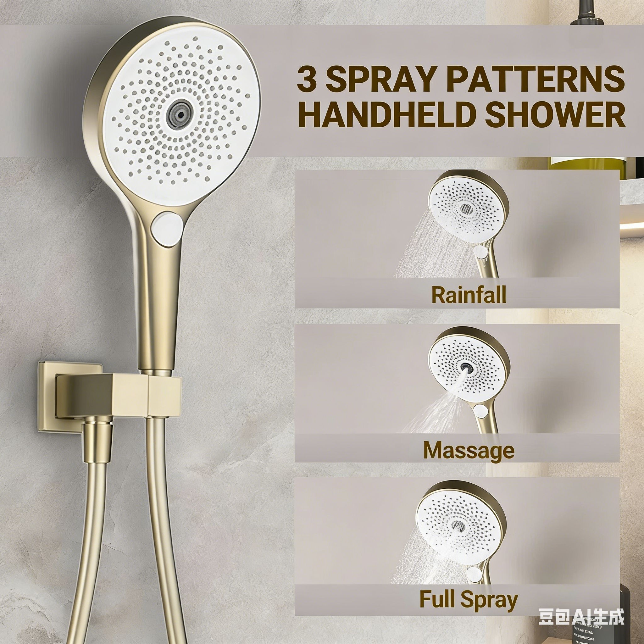 WELLFOR WB-1044BG Showerhead-Bar-Panels - View #3
