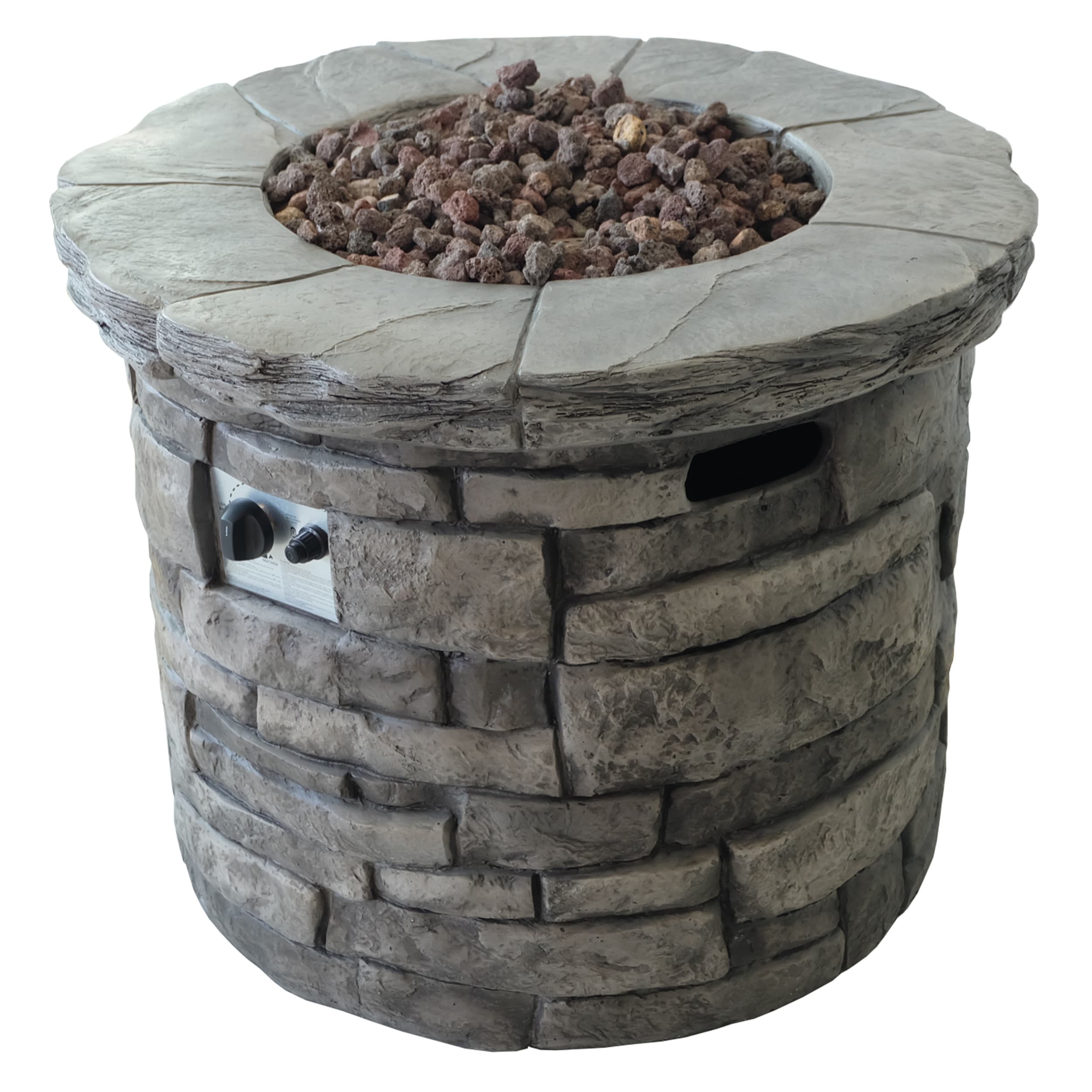 40000-BTU Grey Composite Liquid Propane Outdoor Fireplace in Gray | - Best Selling Home Decor 303221