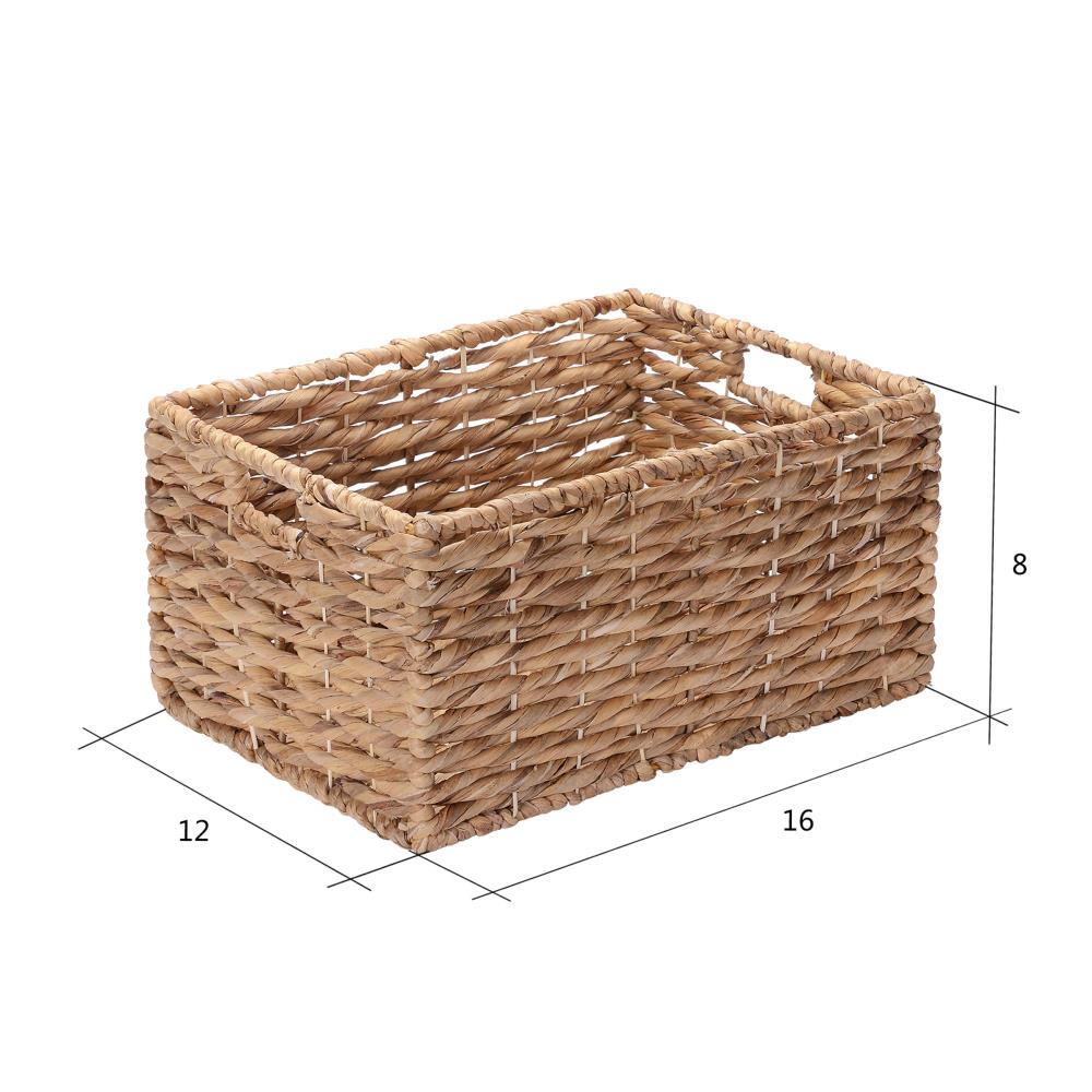 Set of 3 Medium Rectangular Wicker Basket for Organizing - Low