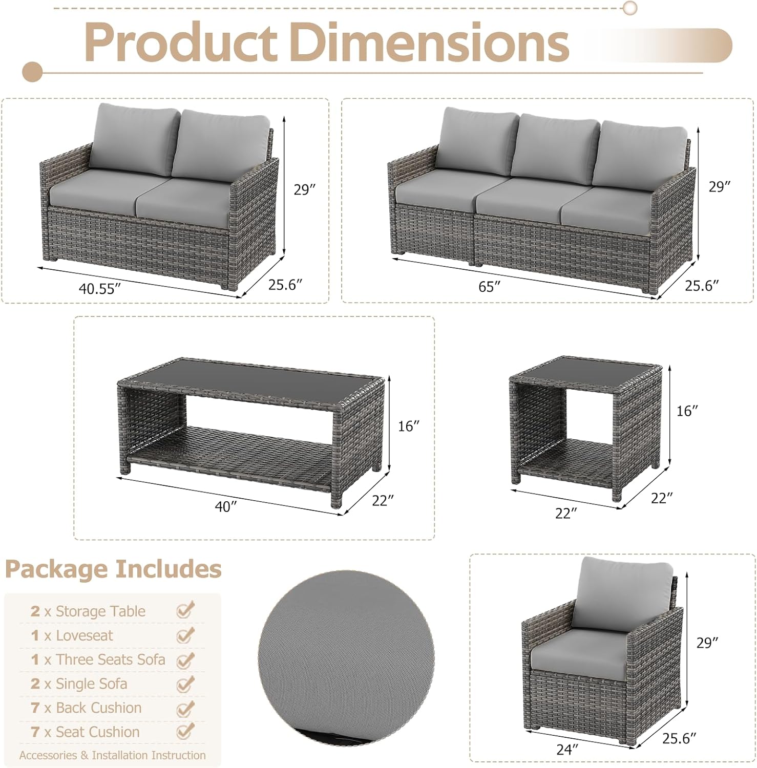 AECOJOY 16091GRGR-LS02 Patio-Conversation-Sets - View #5