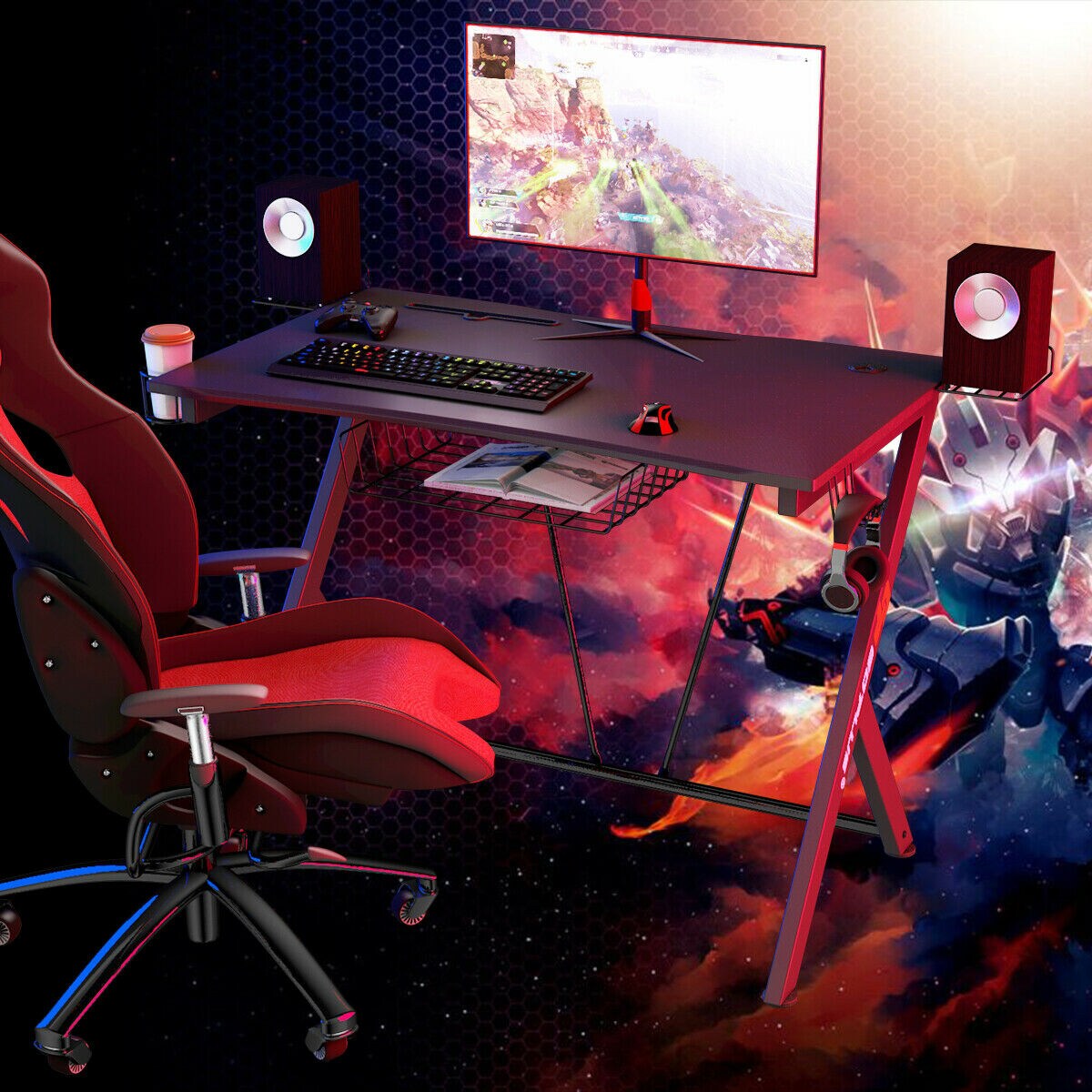 Goplus 29.5-in Black Modern/Contemporary Gaming Desk in the Desks