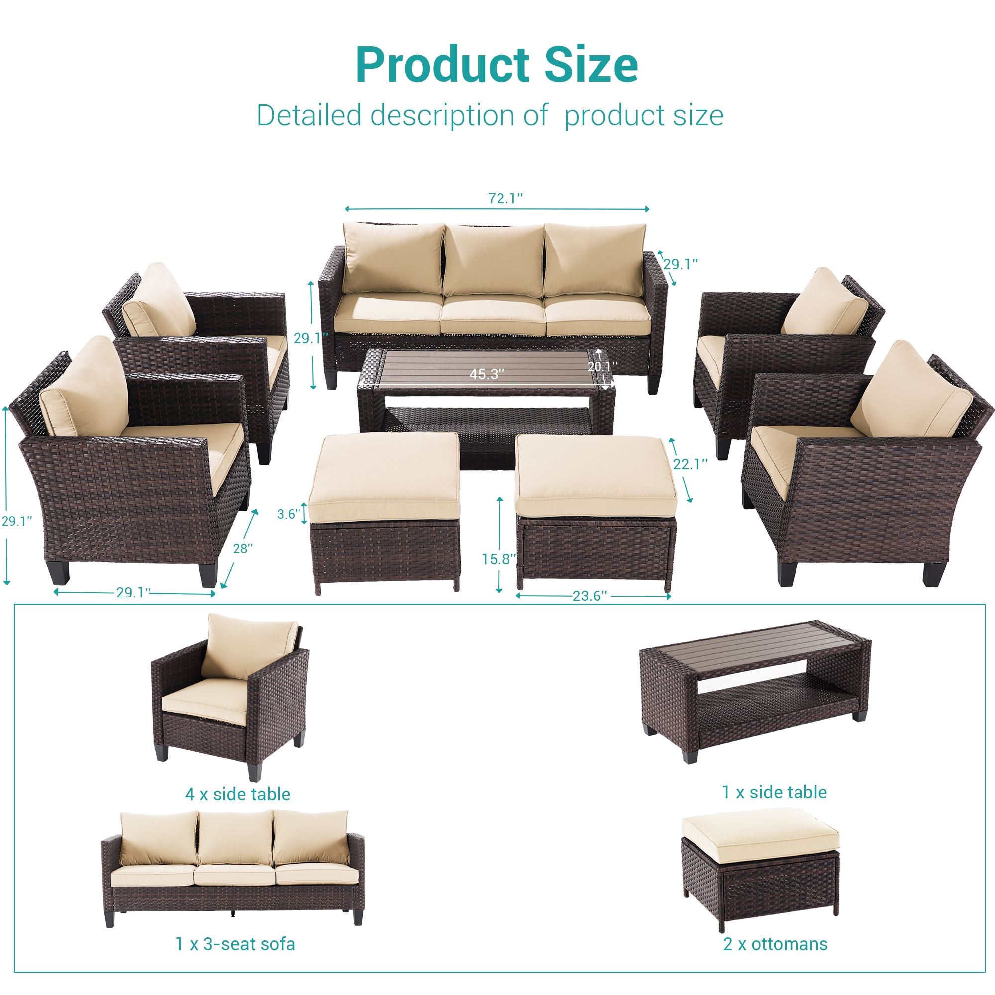ACEGOSES LW-ST21-115BSD Patio-Conversation-Sets - View #3