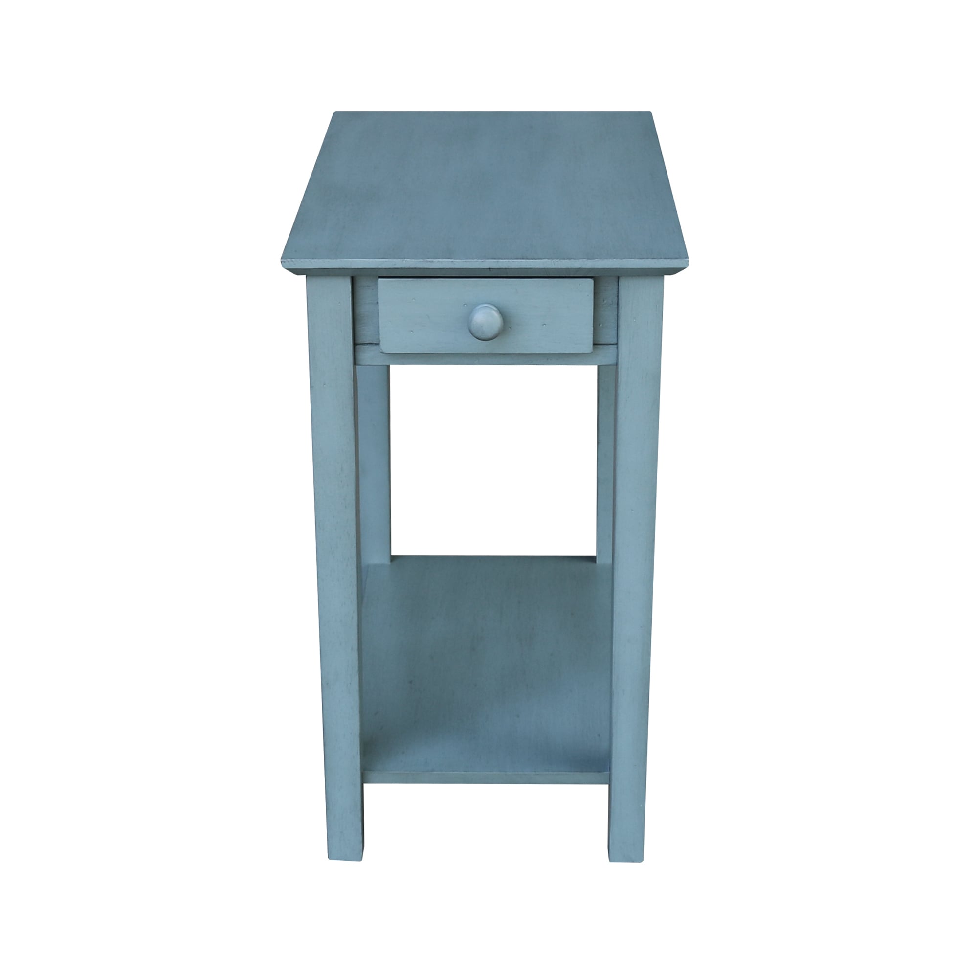 Ocean Blue Traditional Elegant Solid Parawood End Table with Storage