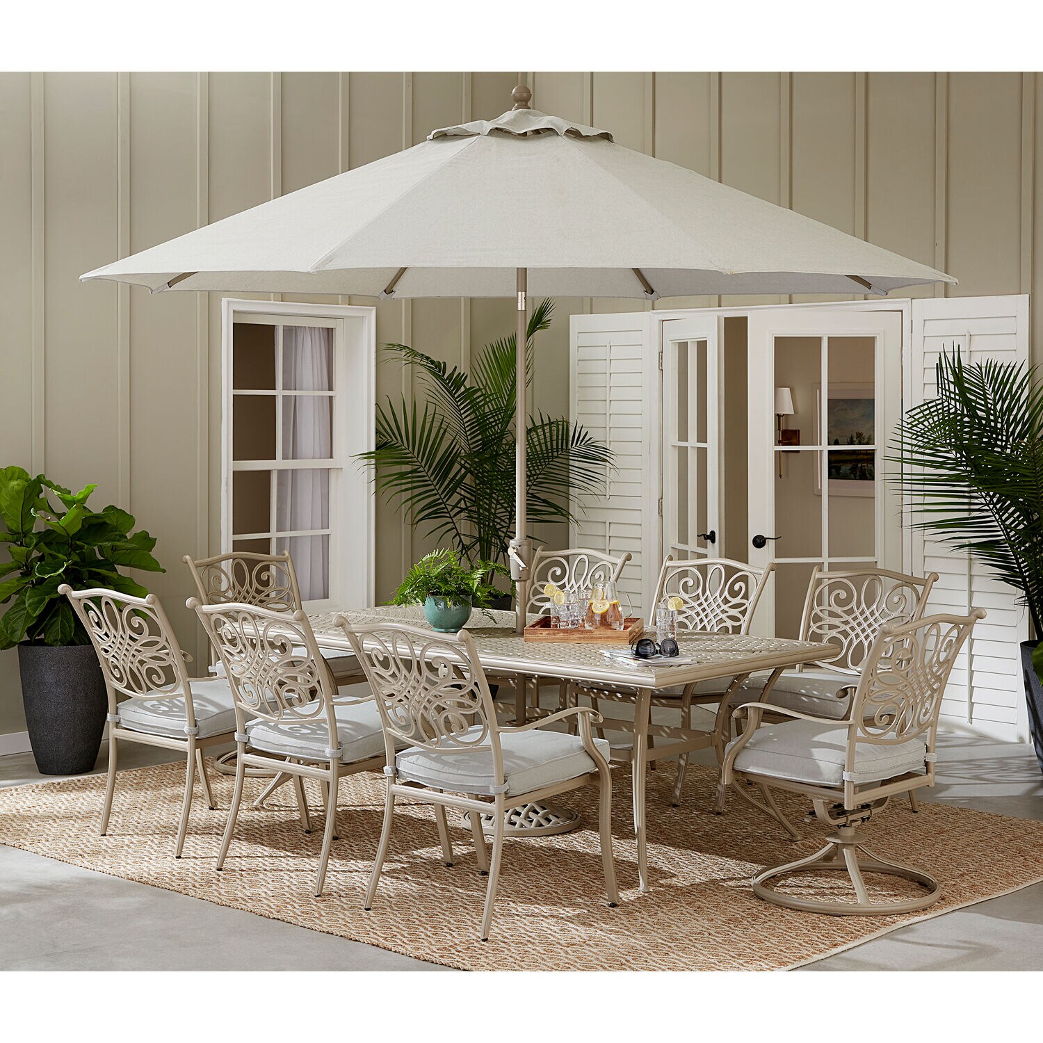 Hanover TRADDNS9PCSW2-BE-SU Patio-Dining-Sets - View #5