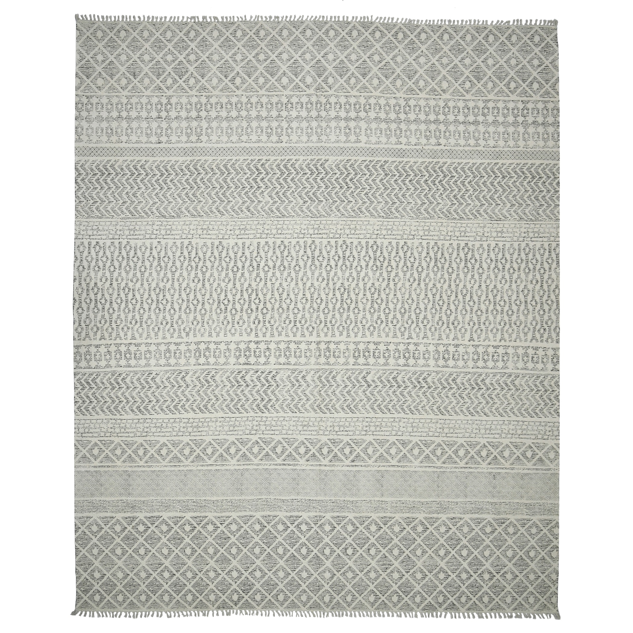 Gray Geometric Braided Cotton 5' x 7' Handmade Rug