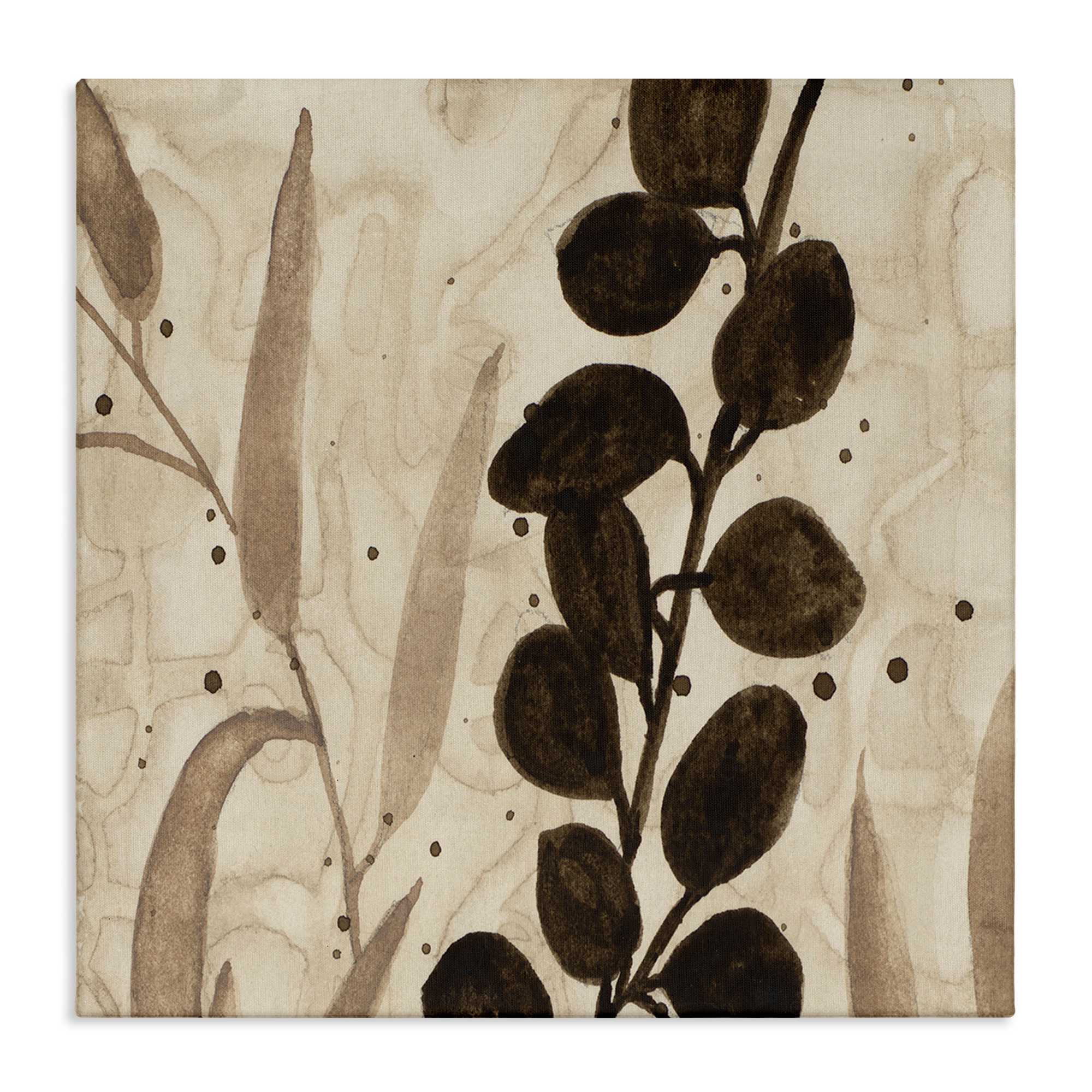 Stupell Industries BT-267-CN-24X24 Asymmetrical Natural Leaves Canvas Wall Art By Krinlox 24 x 24