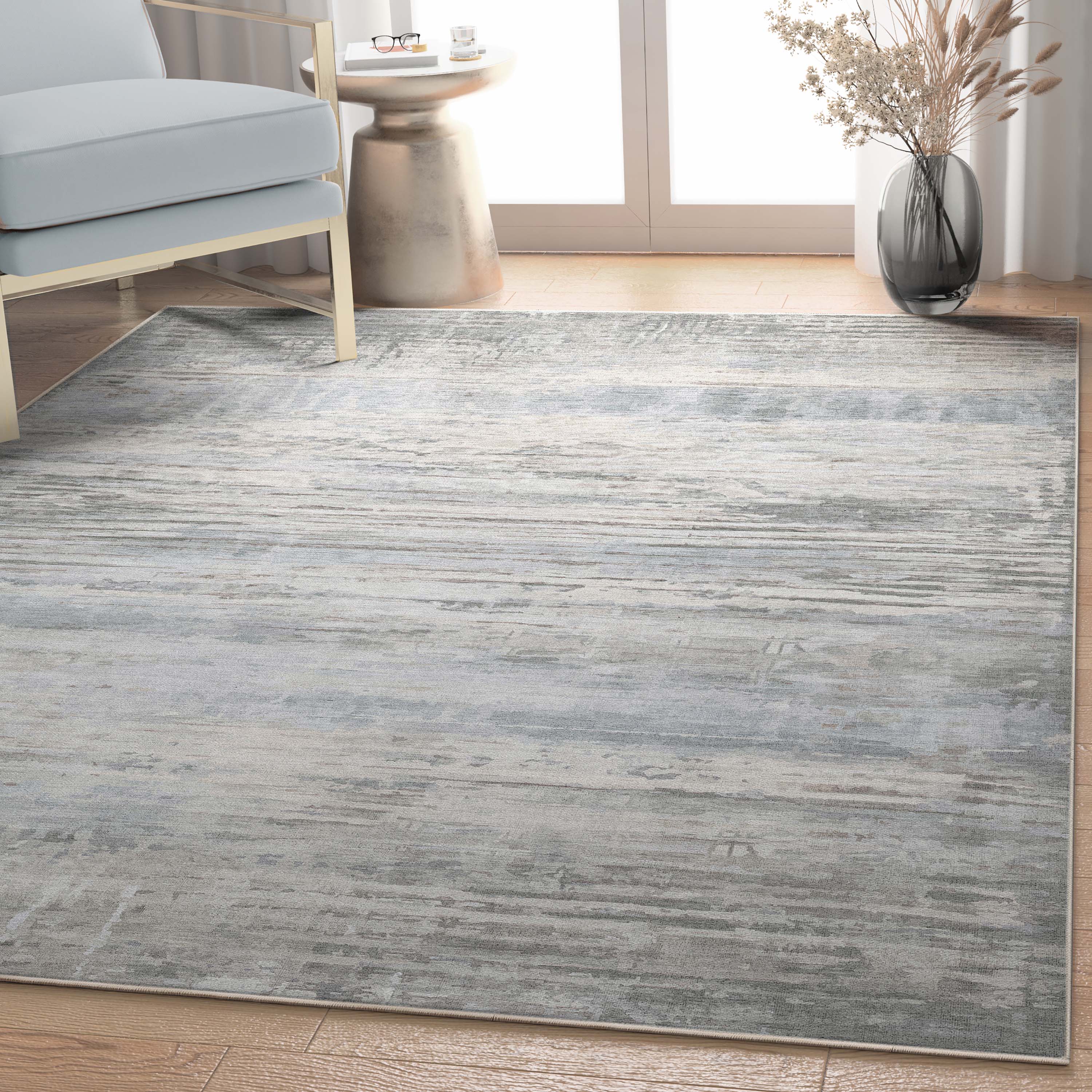 Havana Beige and Blue Abstract Flat-Weave Area Rug 9'10" x 13'
