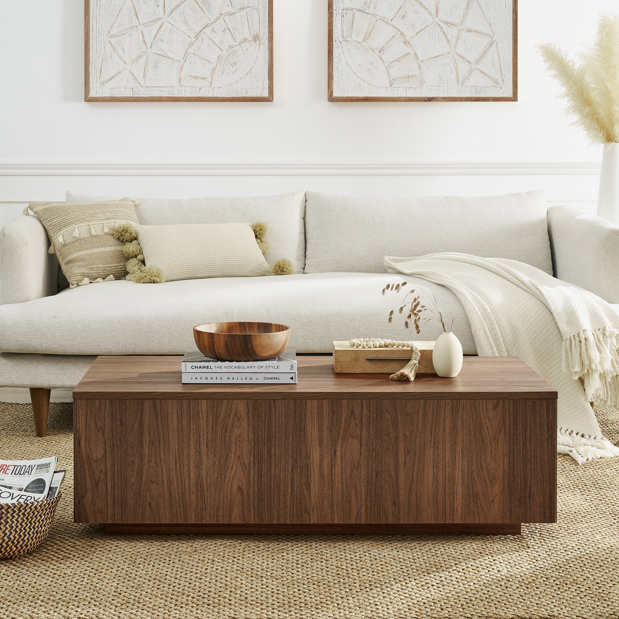 Hailey Home CT2341 Paxton Satin Walnut MDF Modern Coffee Table