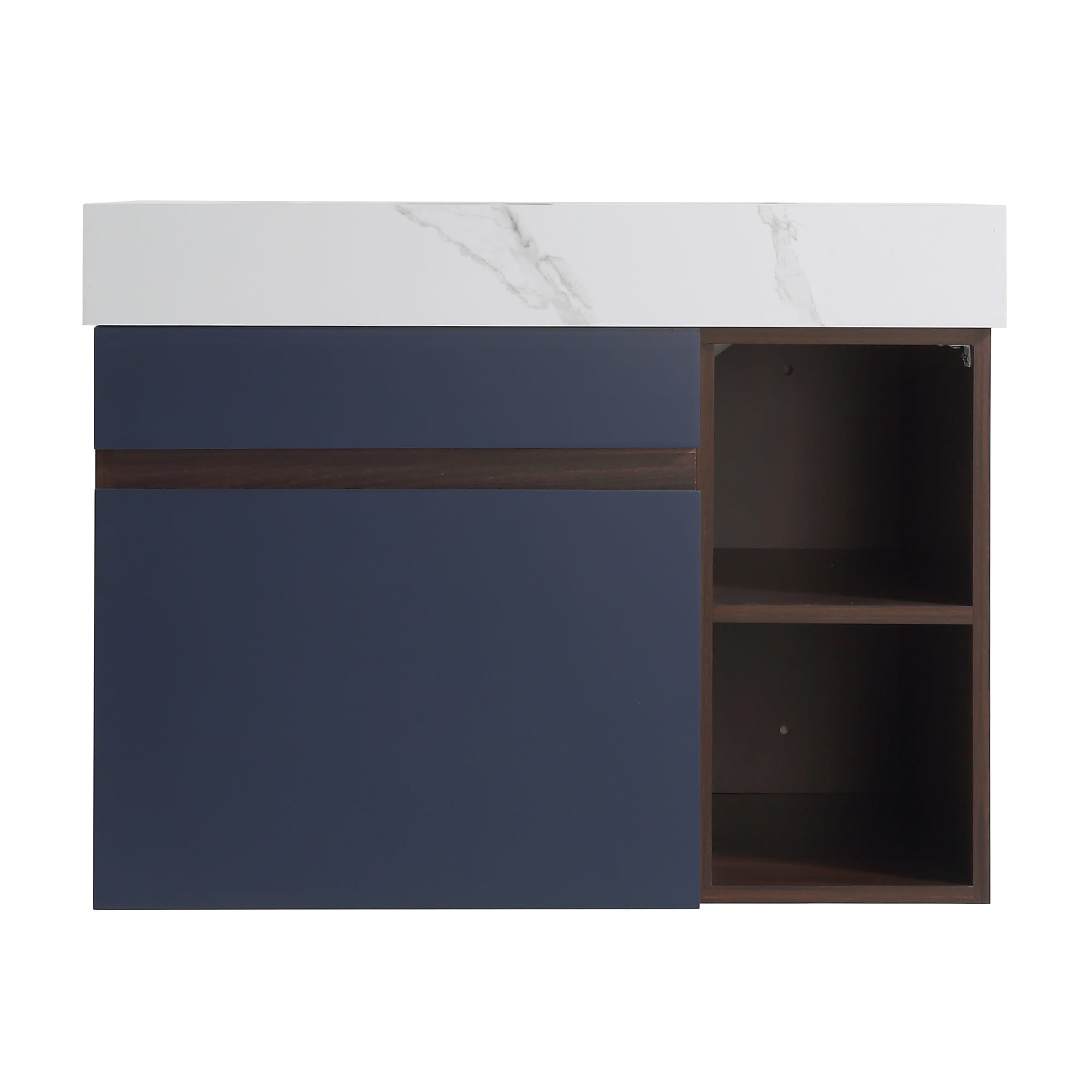 CASAINC JMJ-BCB2024-MP 30-in Navy Blue Undermount Single Sink Floating Bathroom Vanity with White Solid Surface Top