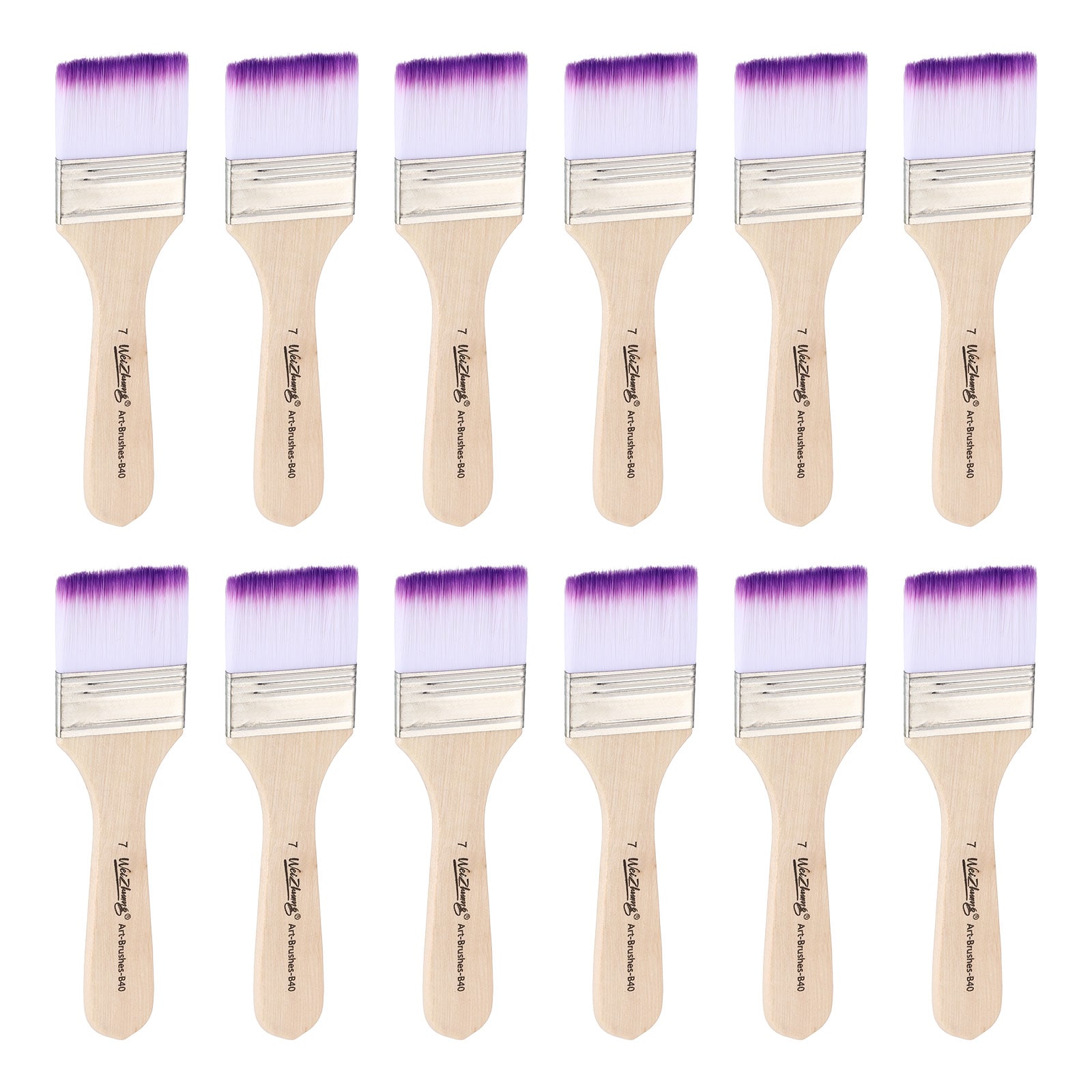 Harfington 12pcs Paint Brushes 1.6inch Flat Paint and Chip Nylon Brushes with Wooden Handle for DIY Art Painting Furniture Cabinet Fences Deck Wall Door Trim Purple
