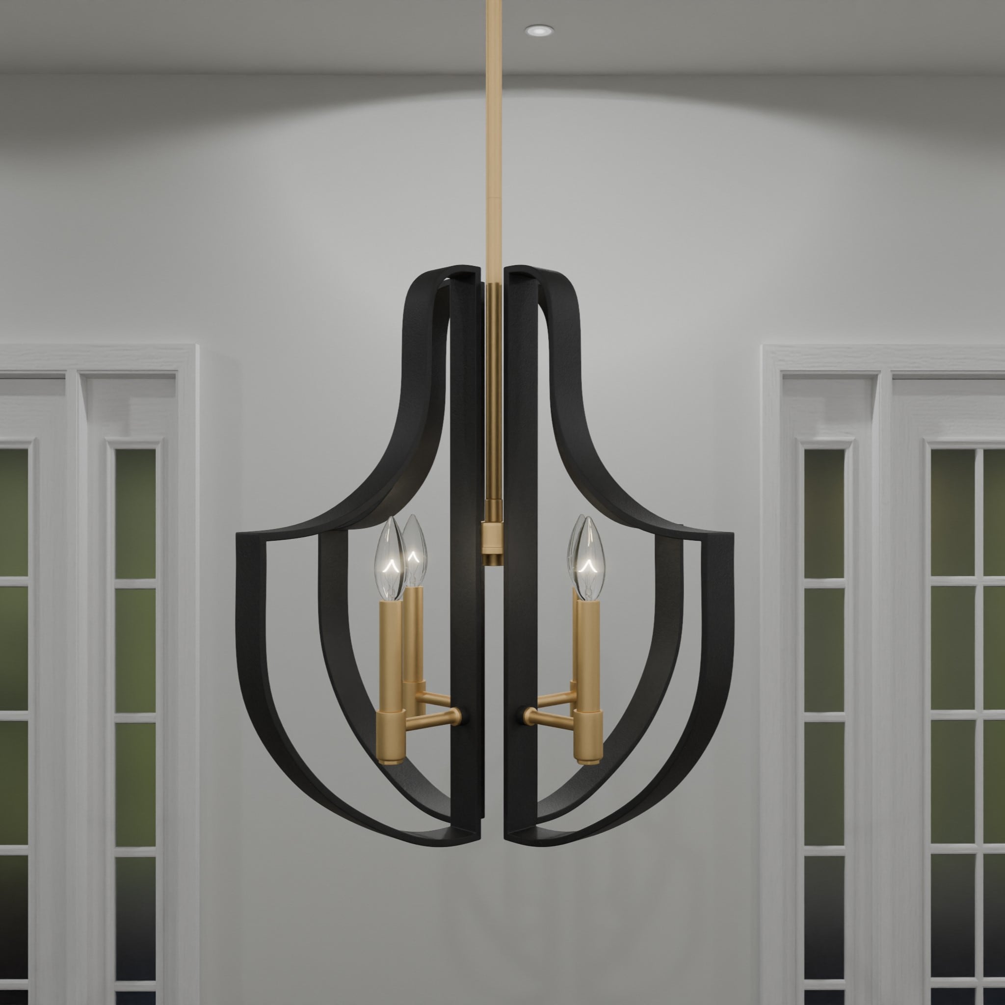 Quoizel QP6188MBK Talia 4-Light Matte Black Traditional Geometric Led, Medium Hanging Pendant Light