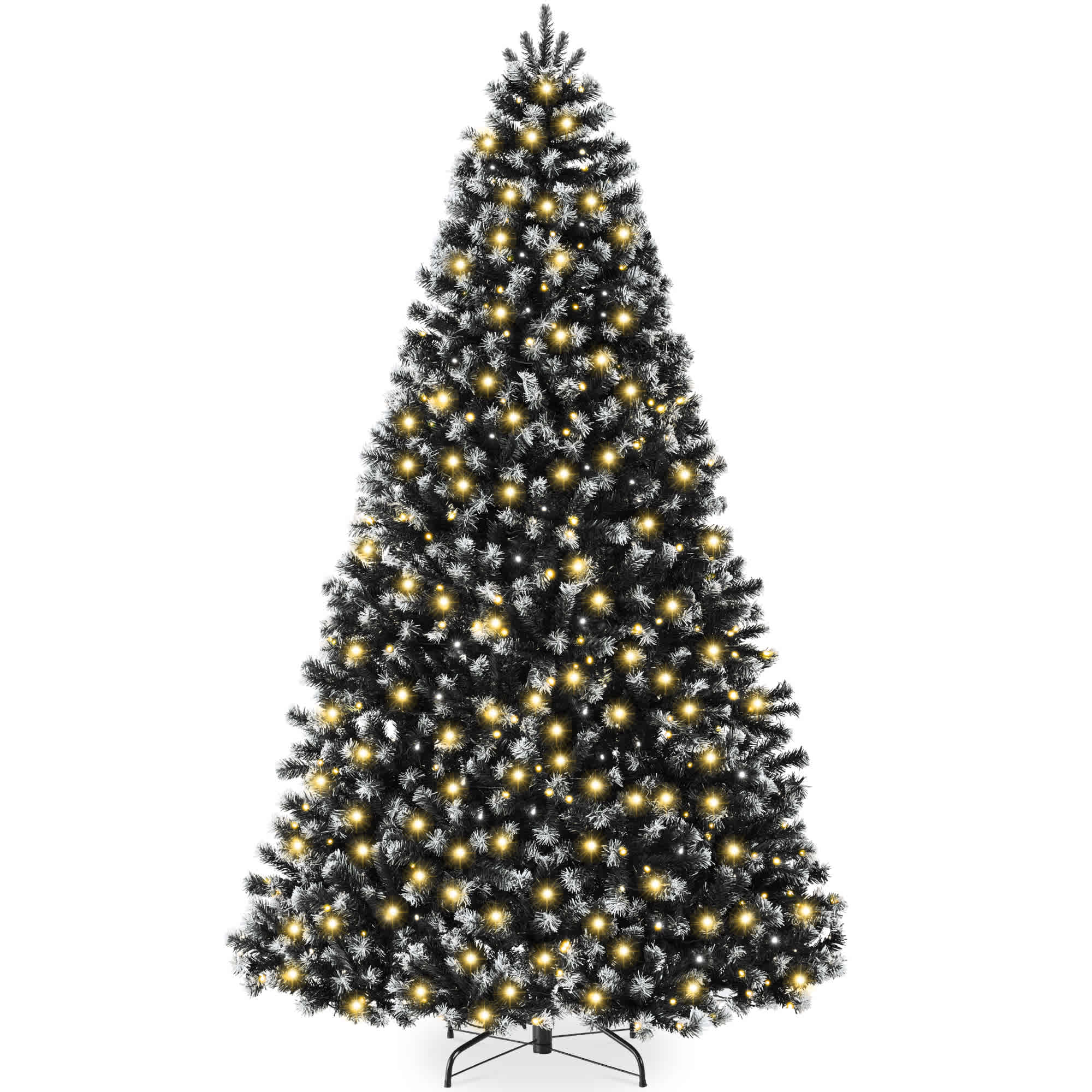 Best Choice Products SKY10389 Artificial Frosted Christmas Tree 6ft Premium Pre-Lit Spruce Design Dense Branches  Black Spruce