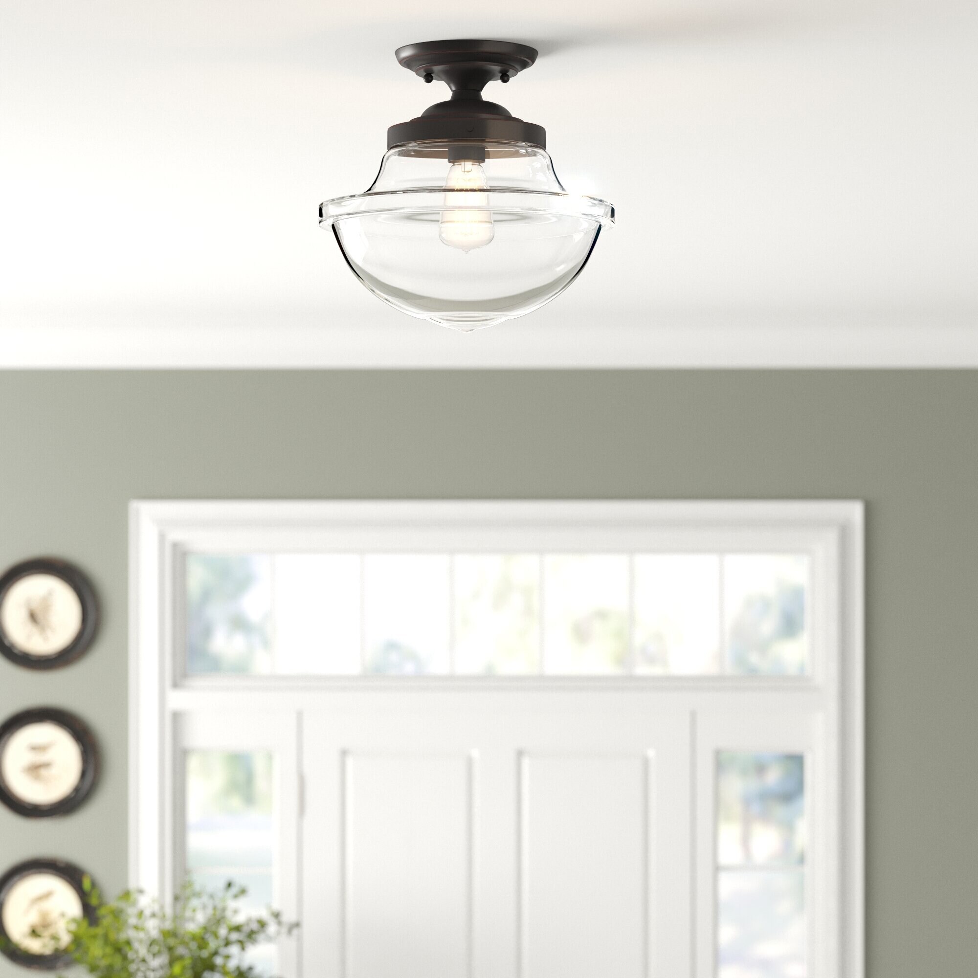 Designers Fountain 90211-SB Foundry 1-Light 12-in Satin Bronze Semi-Flush mount light