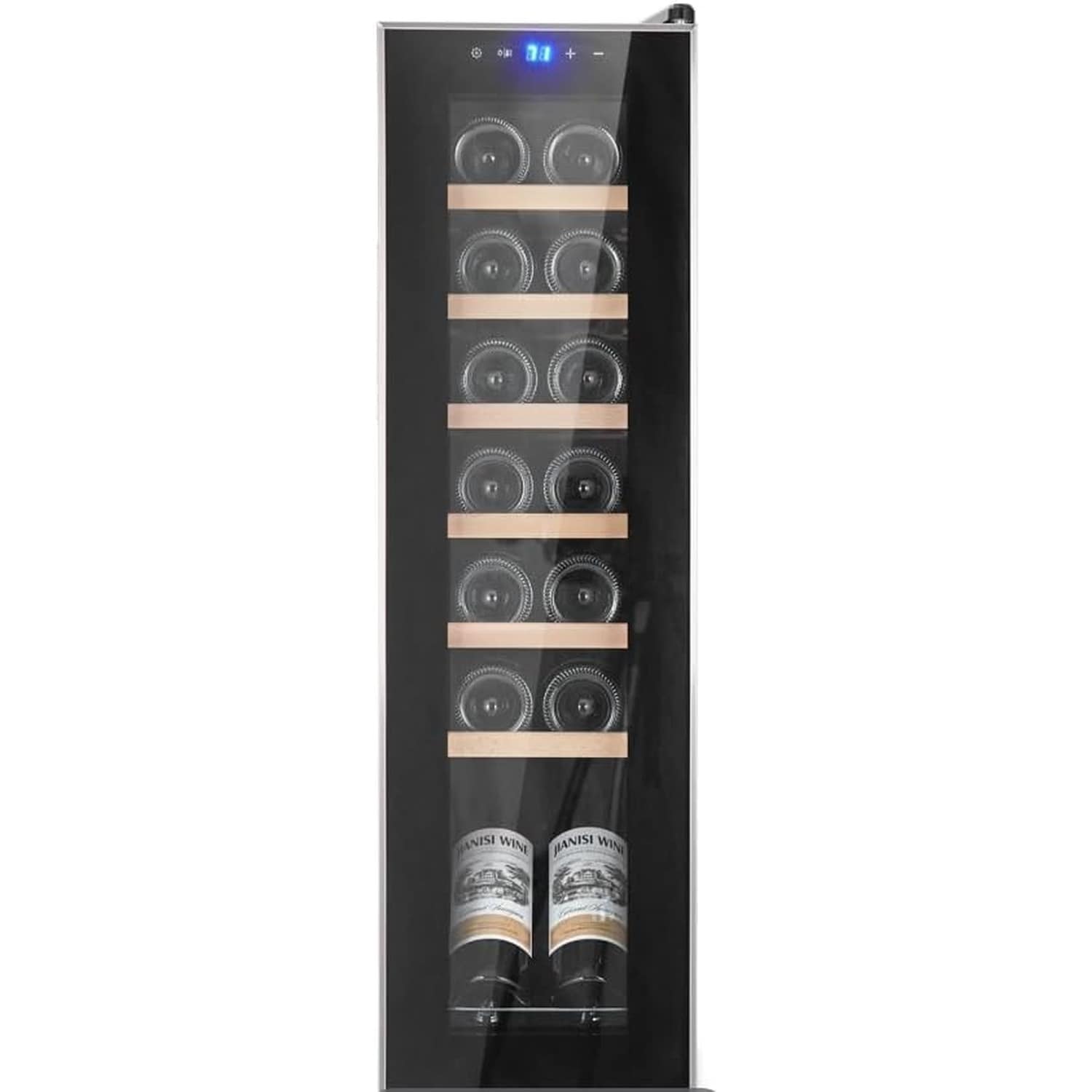 Garvee JC-52 18 Bottle Dual Zone Wine Cooler Metal Stainless Steel Wine Refrigerator Freestanding Wine Cabinet for Home Use Iron + Stainless Steel Construction