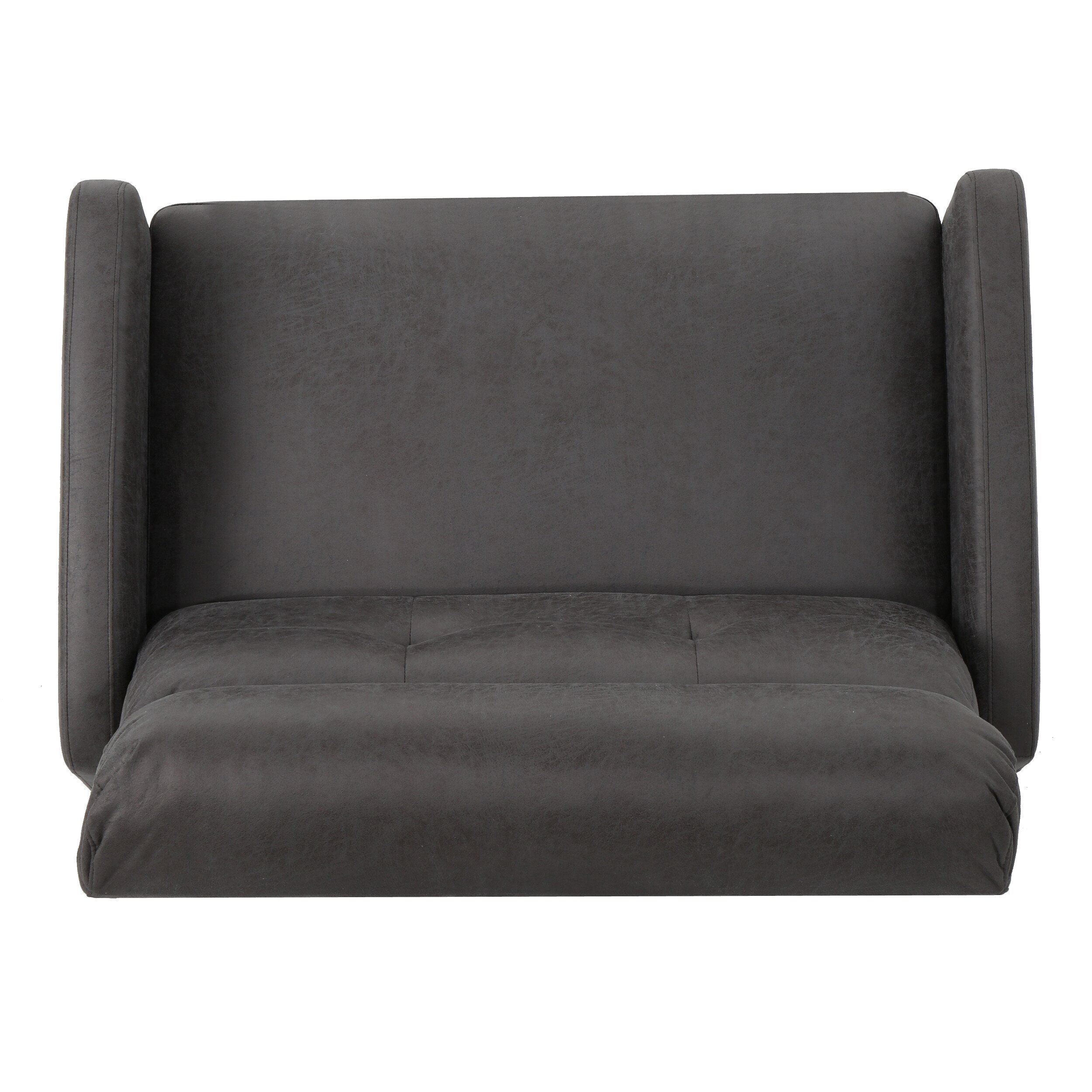 Slate Gray Microfiber 2-Seater Recliner with Wood Frame