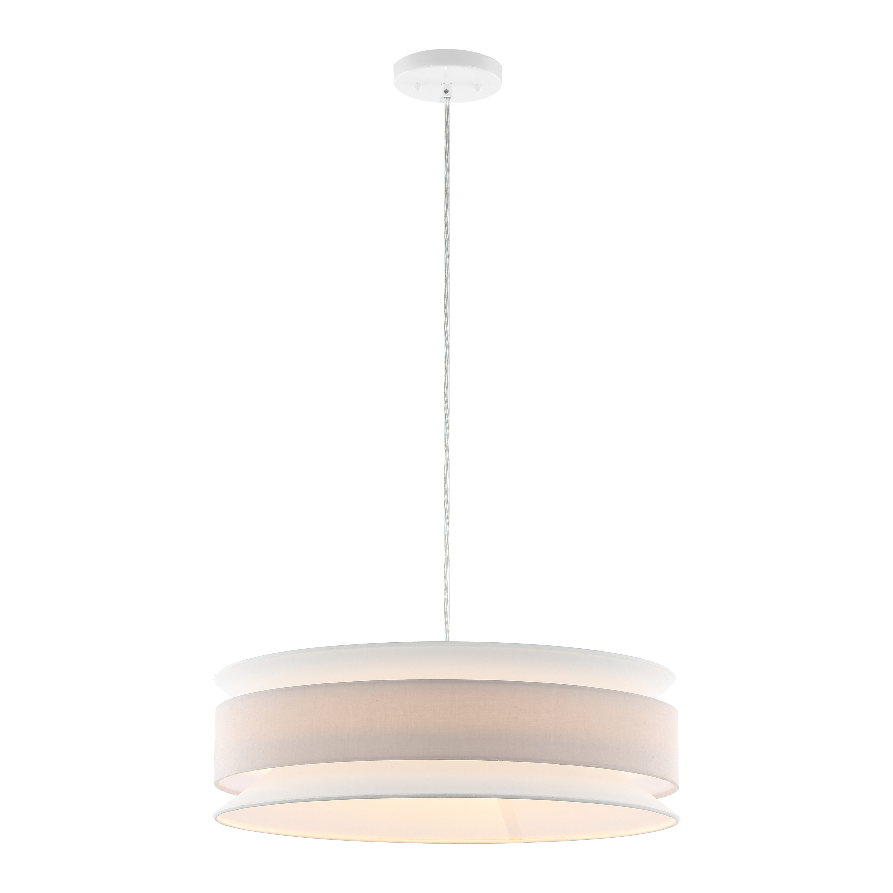 Nolana 20" Cream and White LED Drum Pendant Light