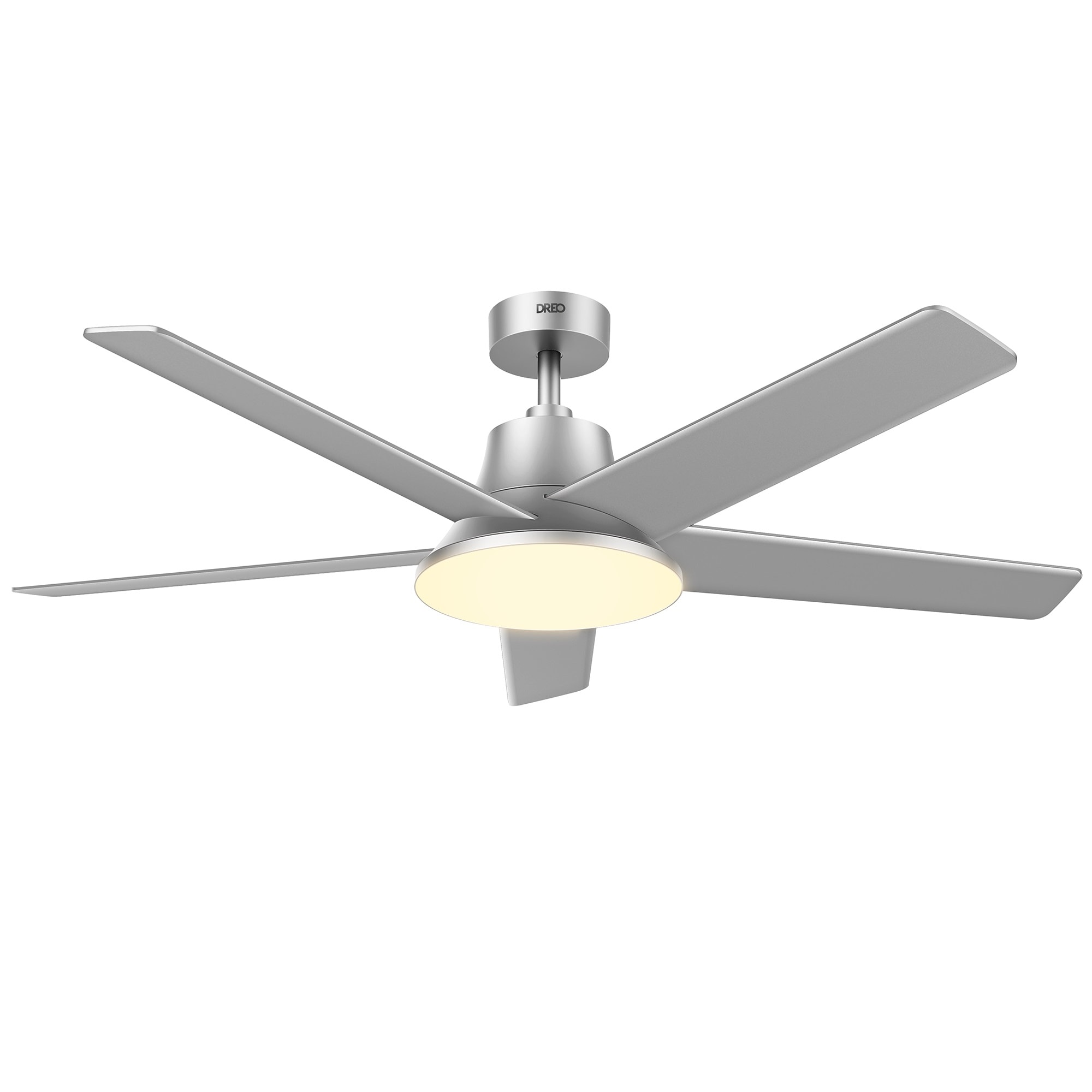 Silver and Wood 52-Inch Ceiling Fan with LED Light and Remote