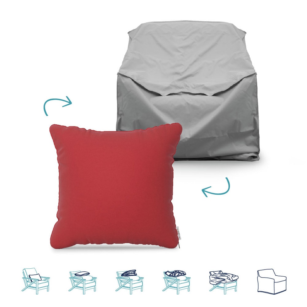 Pillow-to-Cover FH-P2C-18CL-RUBYRED Red Polyester Patio Furniture Cover For Conversation chair