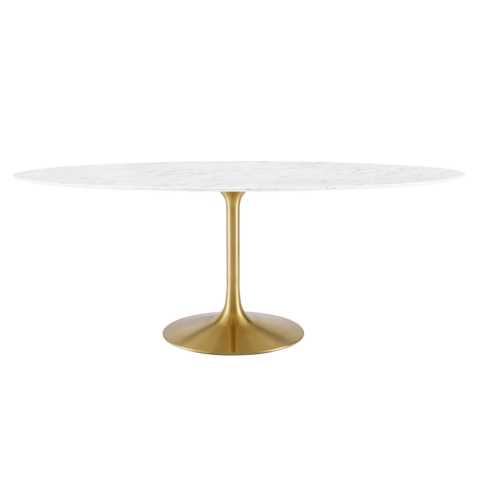 Modway EEI-3257-GLD-WHI Lippa 78 Inch  Oval Faux Marble Dining Table in Gold White