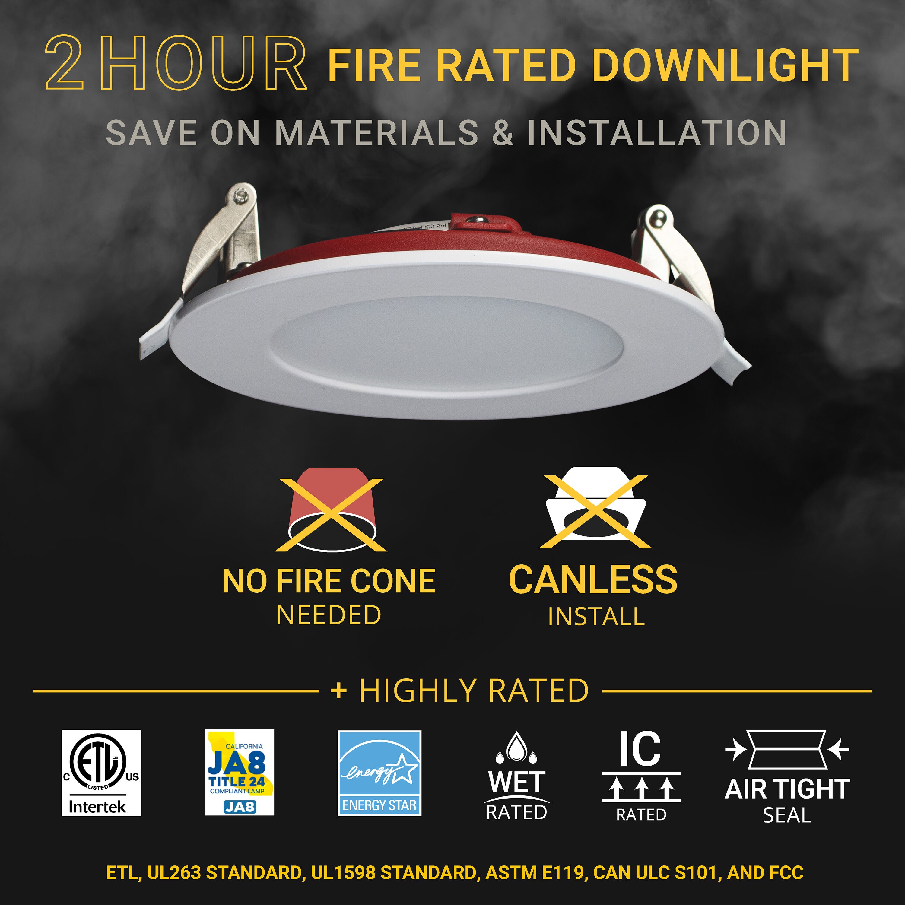 NUWATT 2 Hour Fire Rated Lights White 4-in 850-Lumen Switchable Round ...