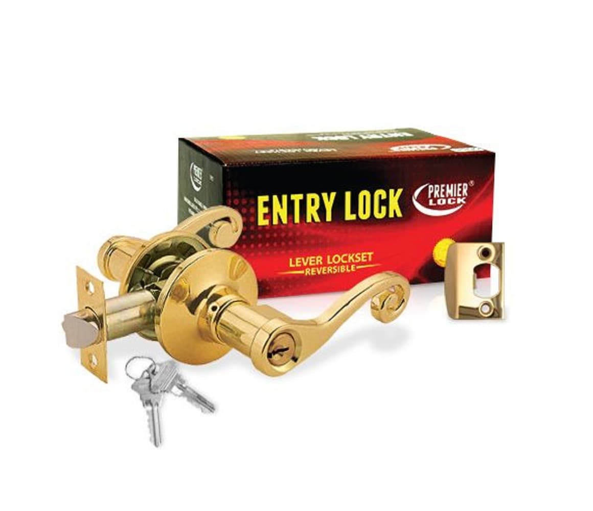 Premier Lock Polished Brass Universal Interior Hall/Closet Keyed