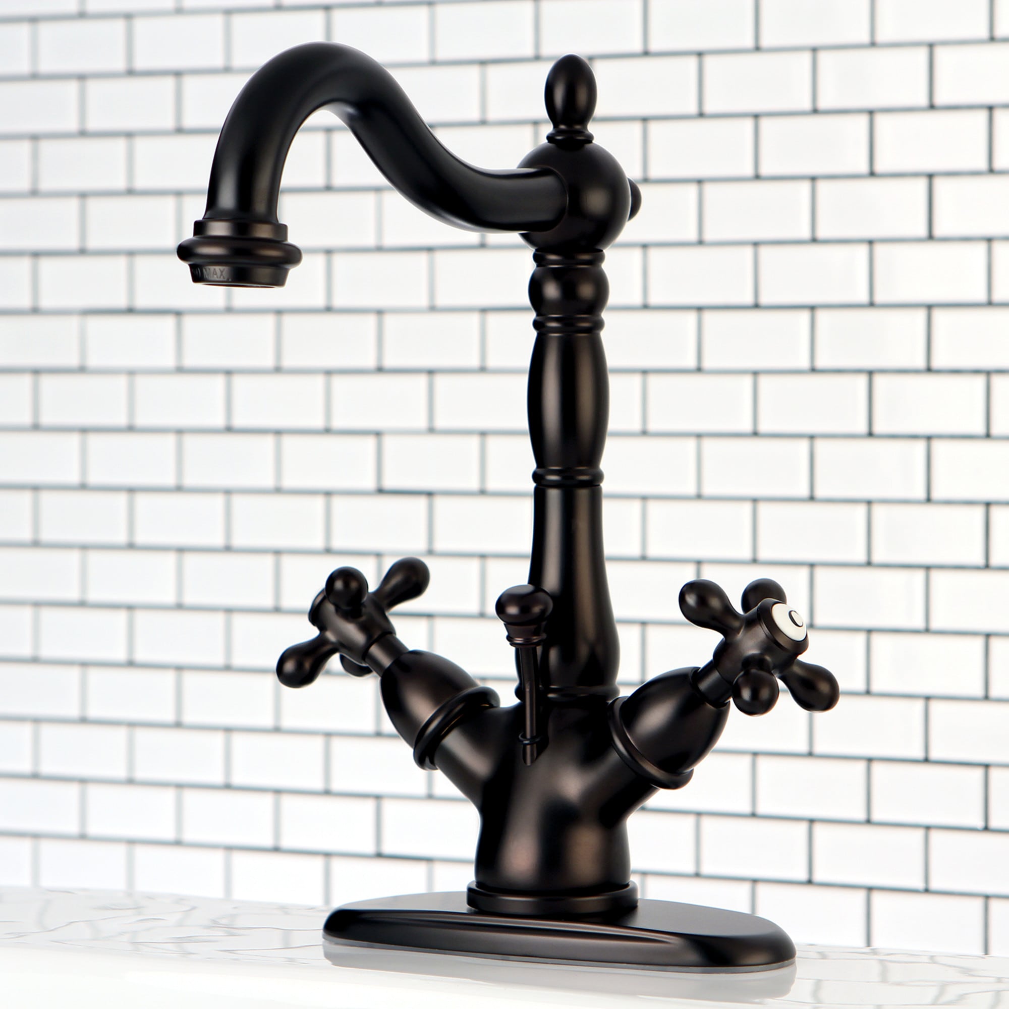 Elements of Design ES1435AX Oil-rubbed bronze Single hole 2-handle High-arc Residential Handle Bathroom Sink Faucet with Drain