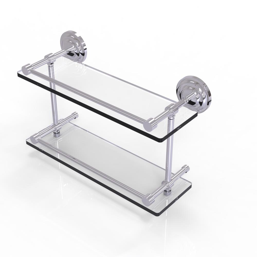 Allied Brass QN-2/16-GAL-PC Que New Polished Chrome 2 -Tier Wall mount Bathroom Shelf ( 16-in x 8-in x 5-in )