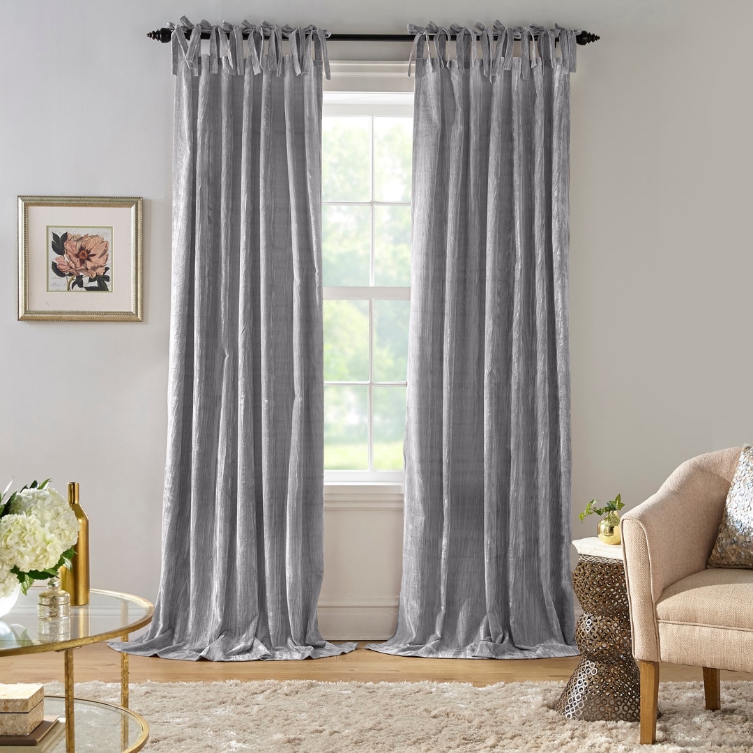 Elrene Home Fashions 739550349115 84-Inches Gray Light filtering Tie top Single curtain panel
