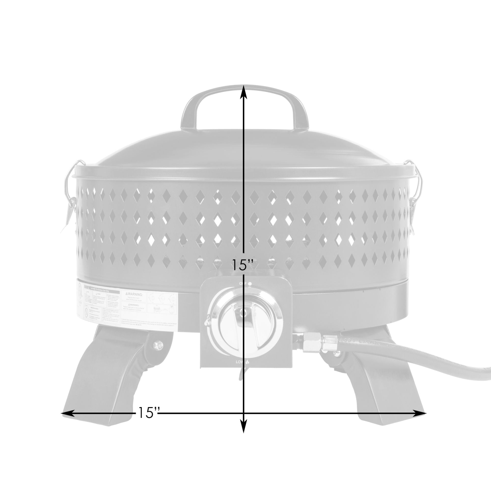 Dark Bronze Portable Gas Fire Pit with Propane Stand, 15"