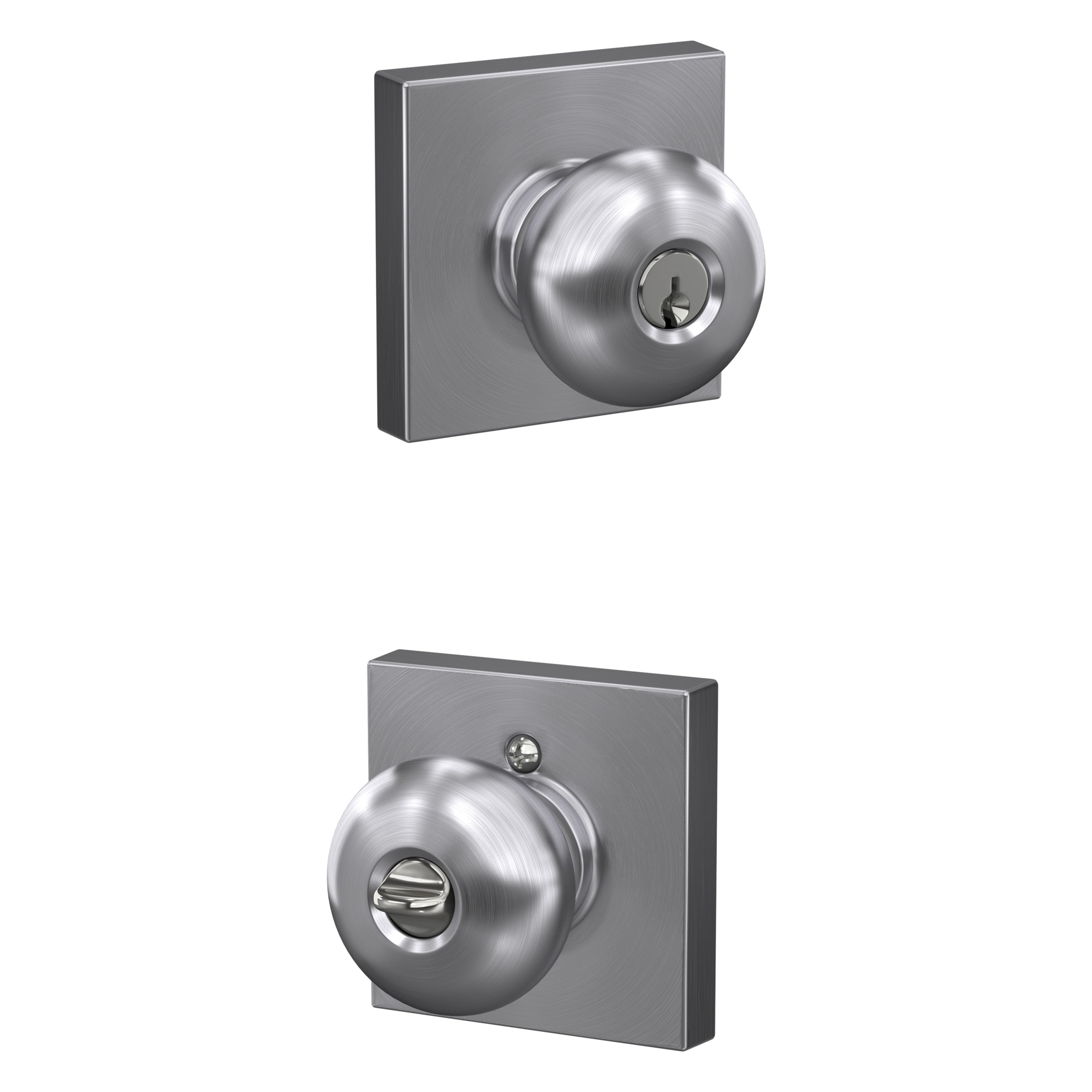 Schlage F51A PLY 626 COL Custom Plymouth - Collins Satin Chrome Traditional Exterior Keyed entry door knob Single pack