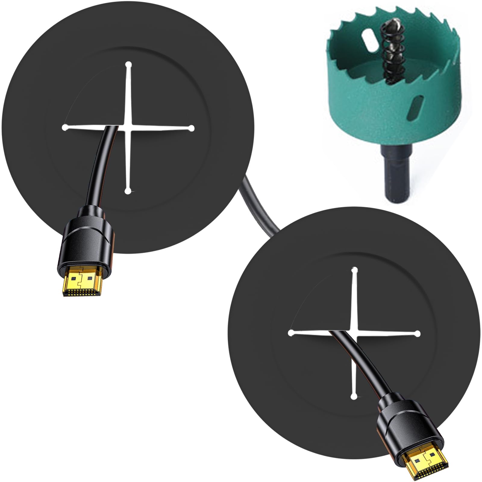 Ahfiwaso  TV Wire Hider Kit for Wall Mount TV White In Wall Cable Management Kit with Two Three Eighths Inch Hole Pass Throughs and Hole Saw