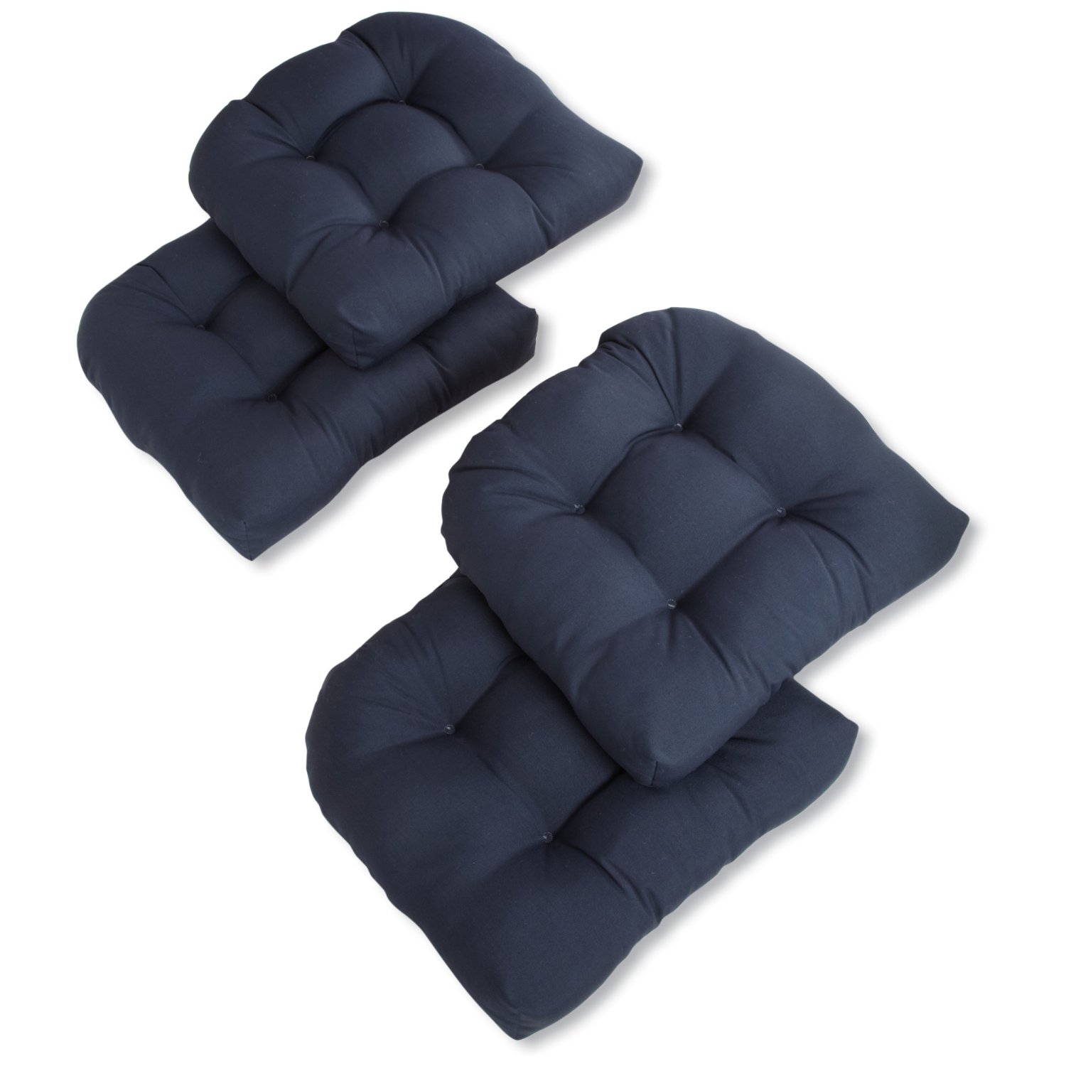 Blazing Needles 19-inch U-Shaped Tufted Twill Chair Cushions (Set of 4) Blue